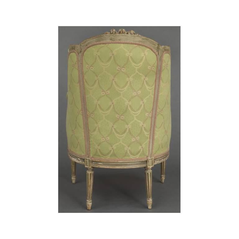 19th Century French Louis XVI Carved Painted Three-Piece Duchesse Brisee In Excellent Condition In Dallas, TX