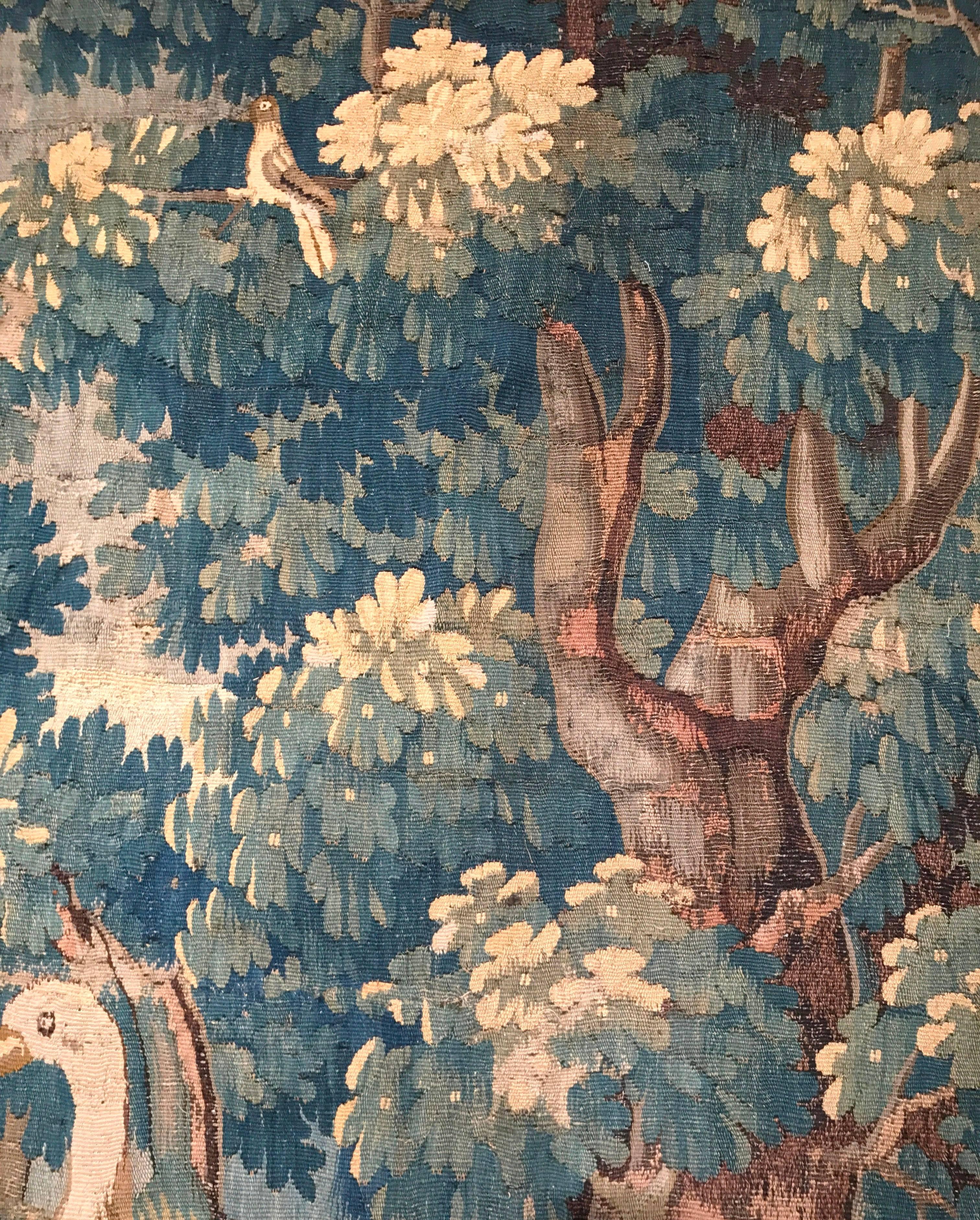 18th Century French Aubusson Verdure Tapestry with Ostrich and Foliage 4