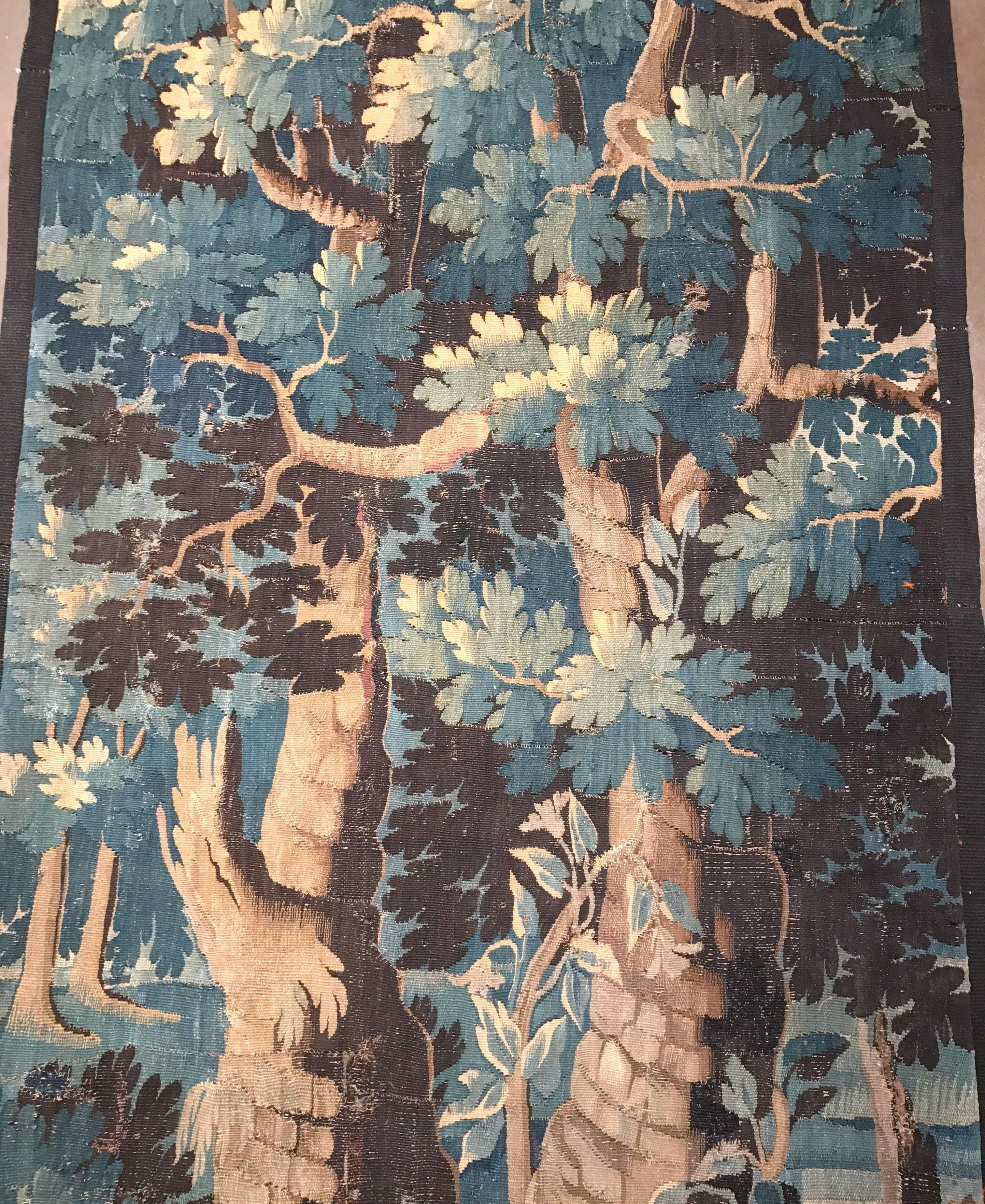 Hand-Woven 18th Century French Verdure Aubusson Tapestry with Trees and Foliage