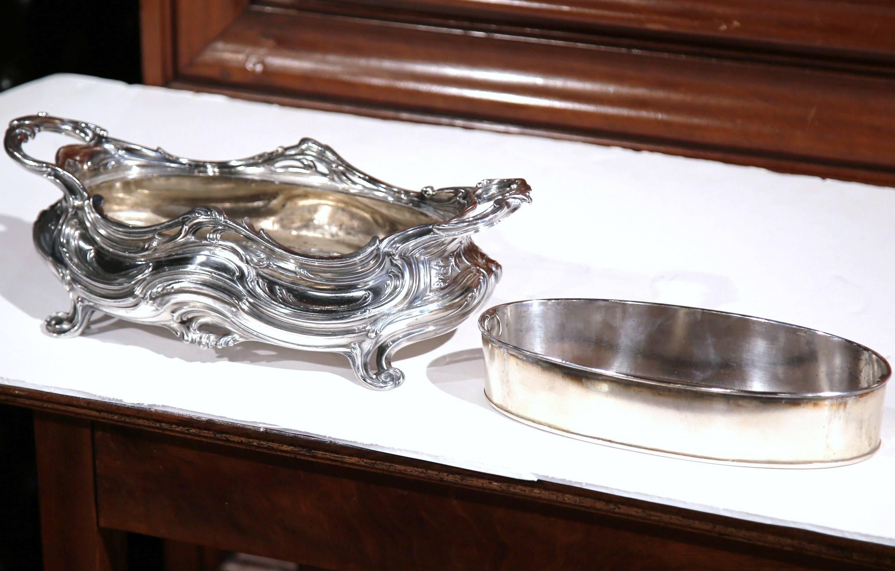 19th Century French Louis XV Silver Plated over Pewter Jardinière (Louis XV.)