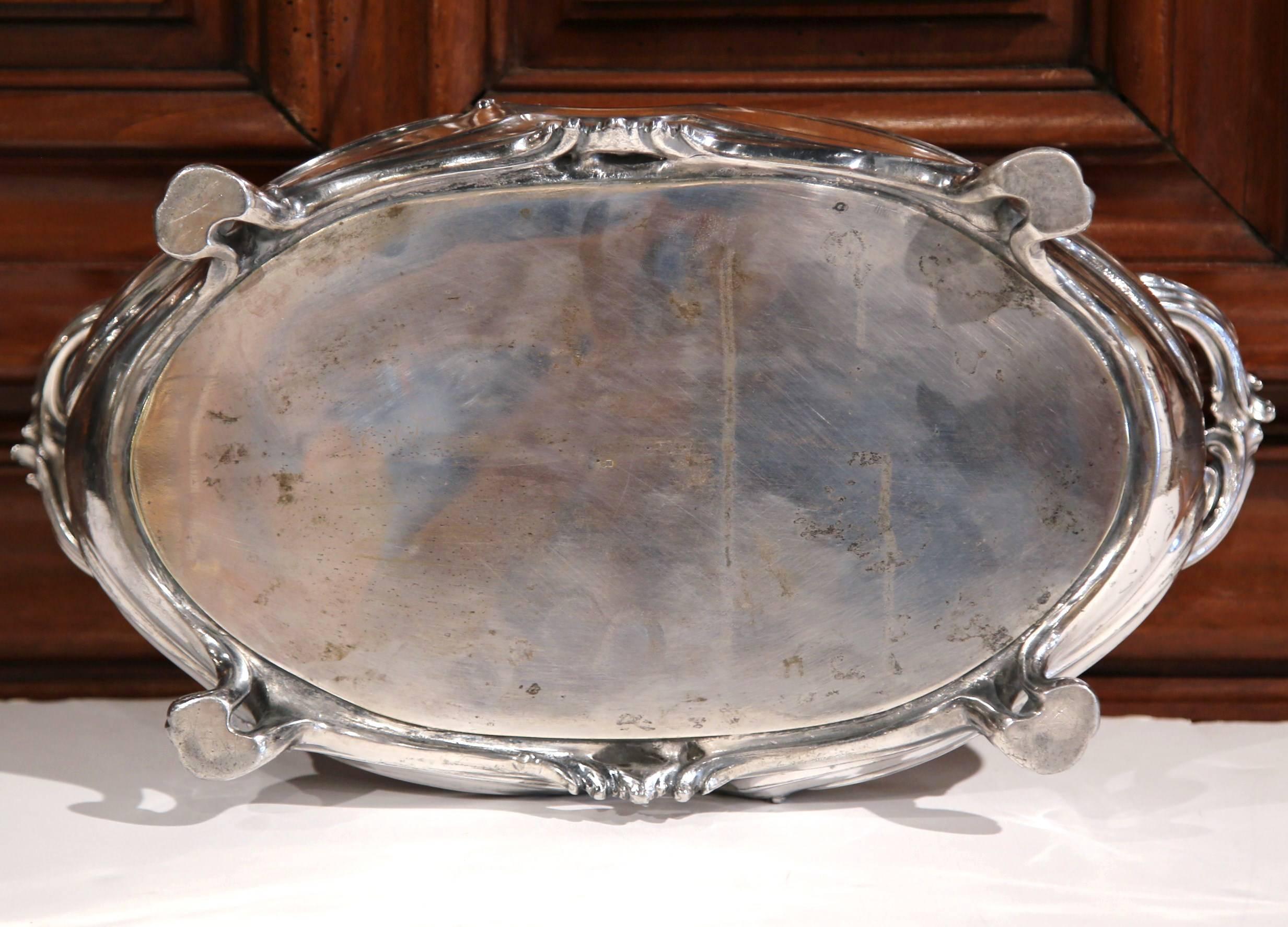 19th Century French Louis XV Silver Plated over Pewter Jardinière im Zustand „Hervorragend“ in Dallas, TX