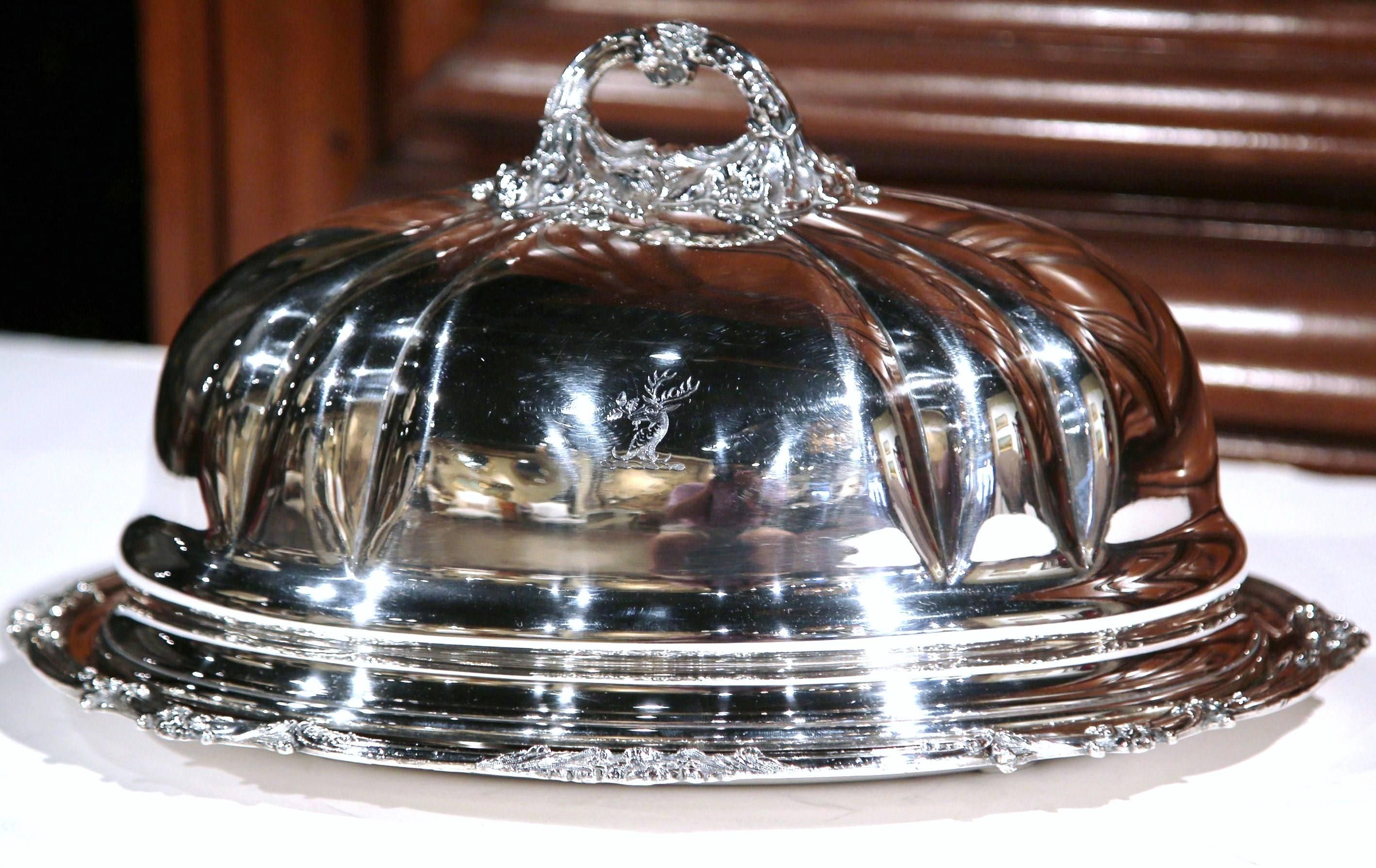 Hand-Crafted 19th Century English Henry Wilkinson Two-Piece Silver Plated Platter with Dome