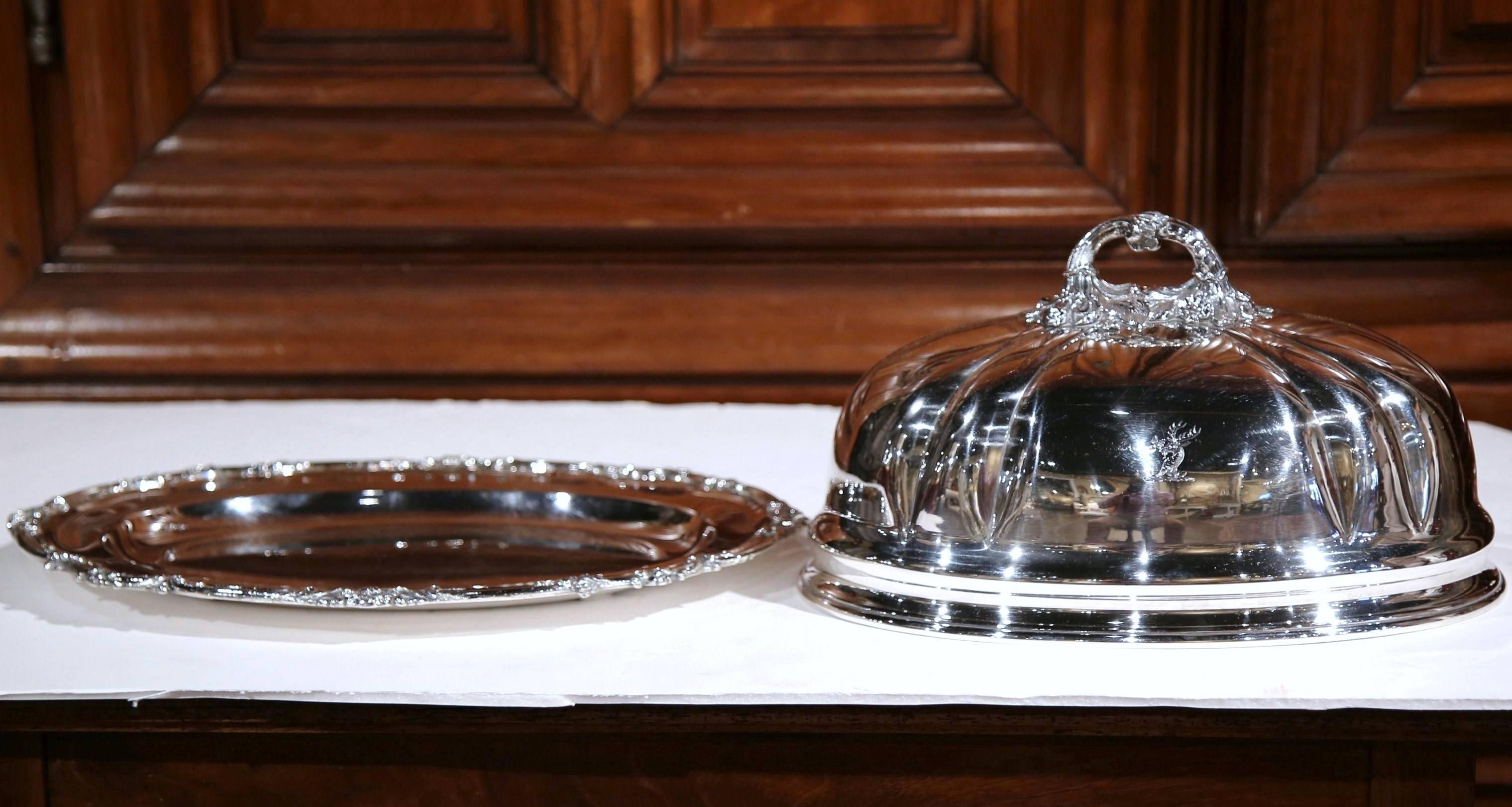 19th Century English Henry Wilkinson Two-Piece Silver Plated Platter with Dome 1