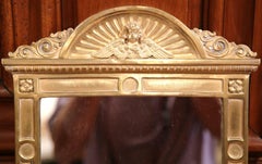 19th Century French Repousse Brass Wall Mirror with Cherub Face Decor