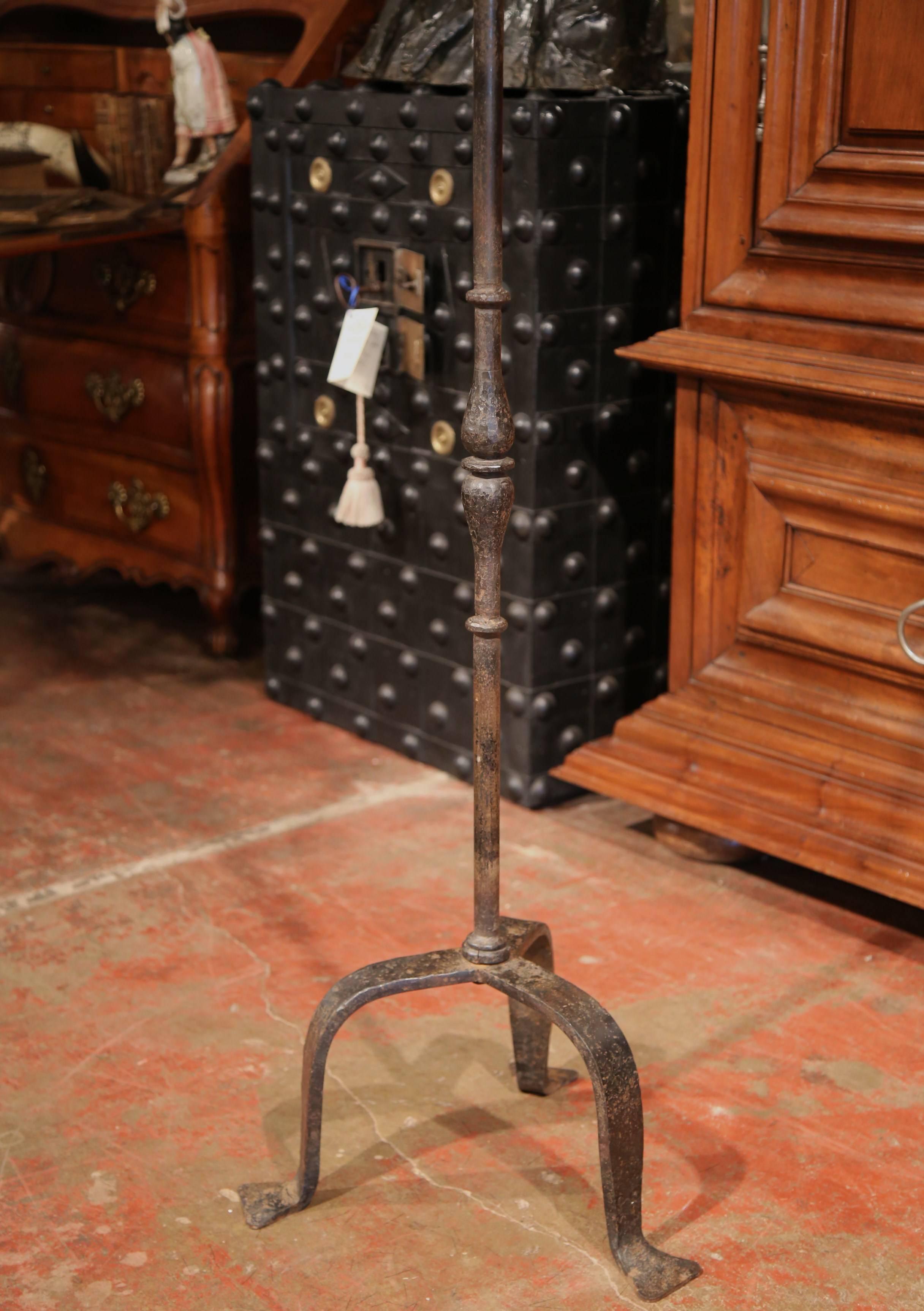 19th Century French Two-Side Forged Black Iron Music Stand with Fleur-de-Lys  2