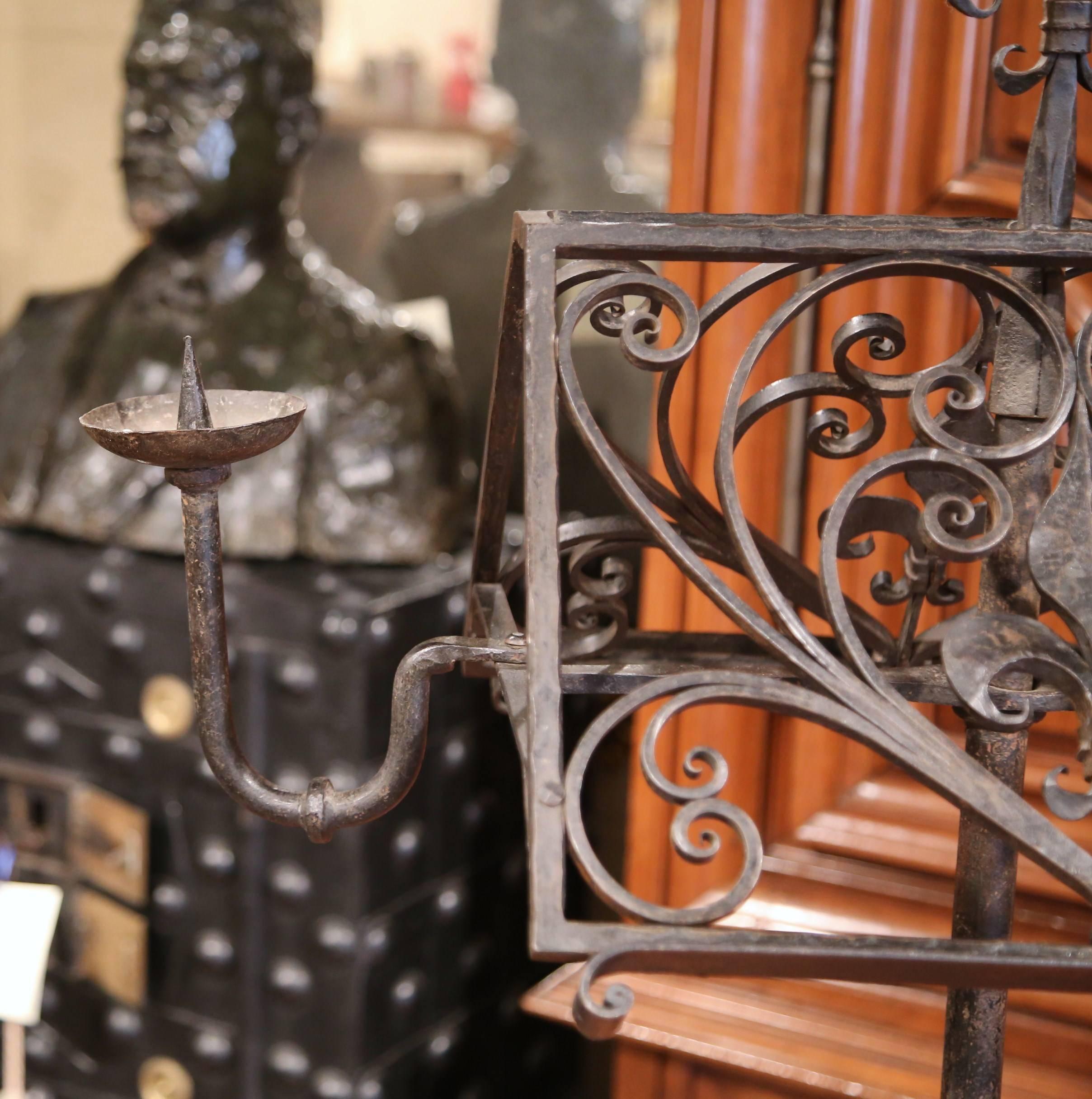 19th Century French Two-Side Forged Black Iron Music Stand with Fleur-de-Lys  In Excellent Condition In Dallas, TX
