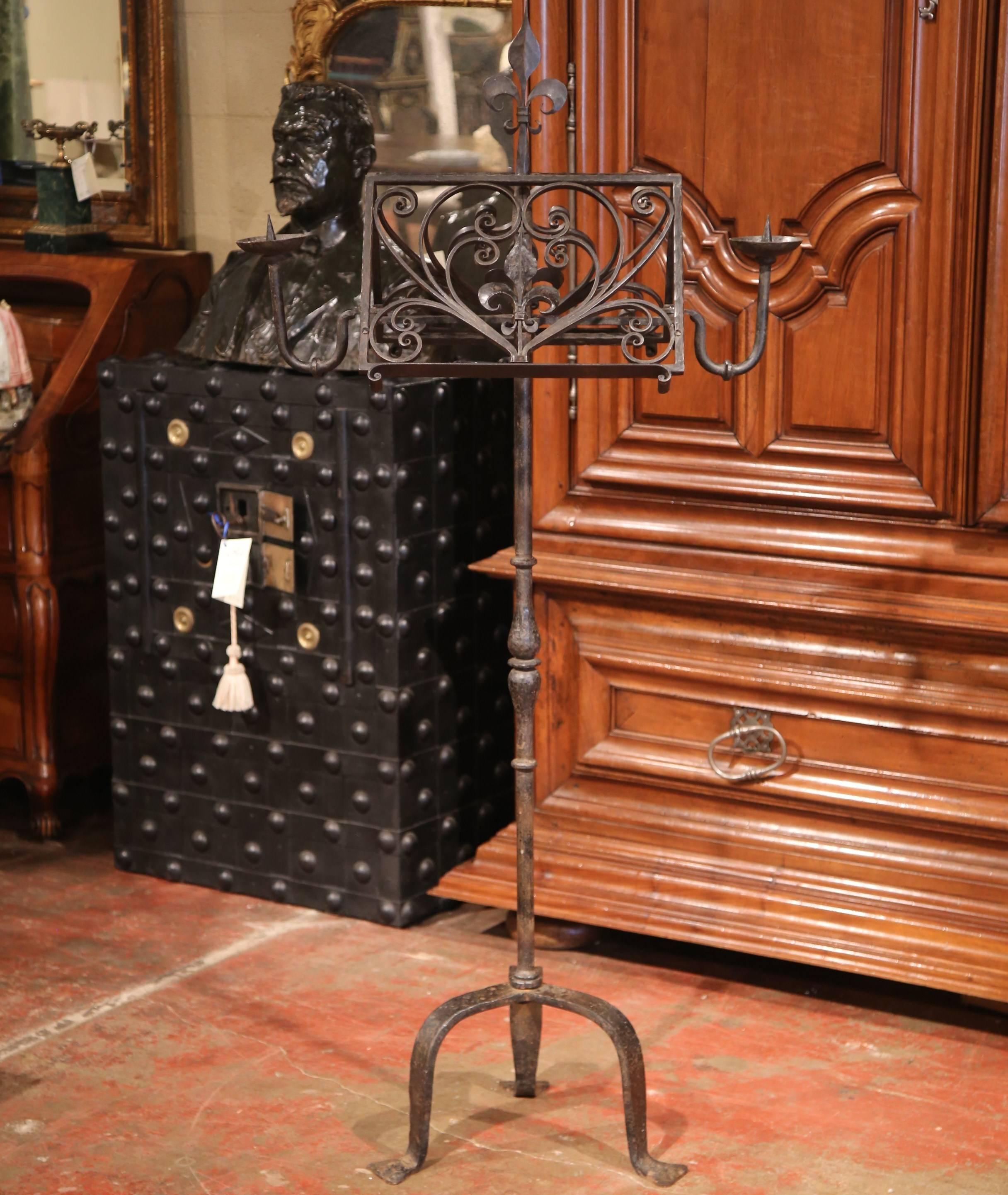 Place your Bible or music book on this elegant antique double-side lectern from France;  crafted, circa 1870, the Gothic 