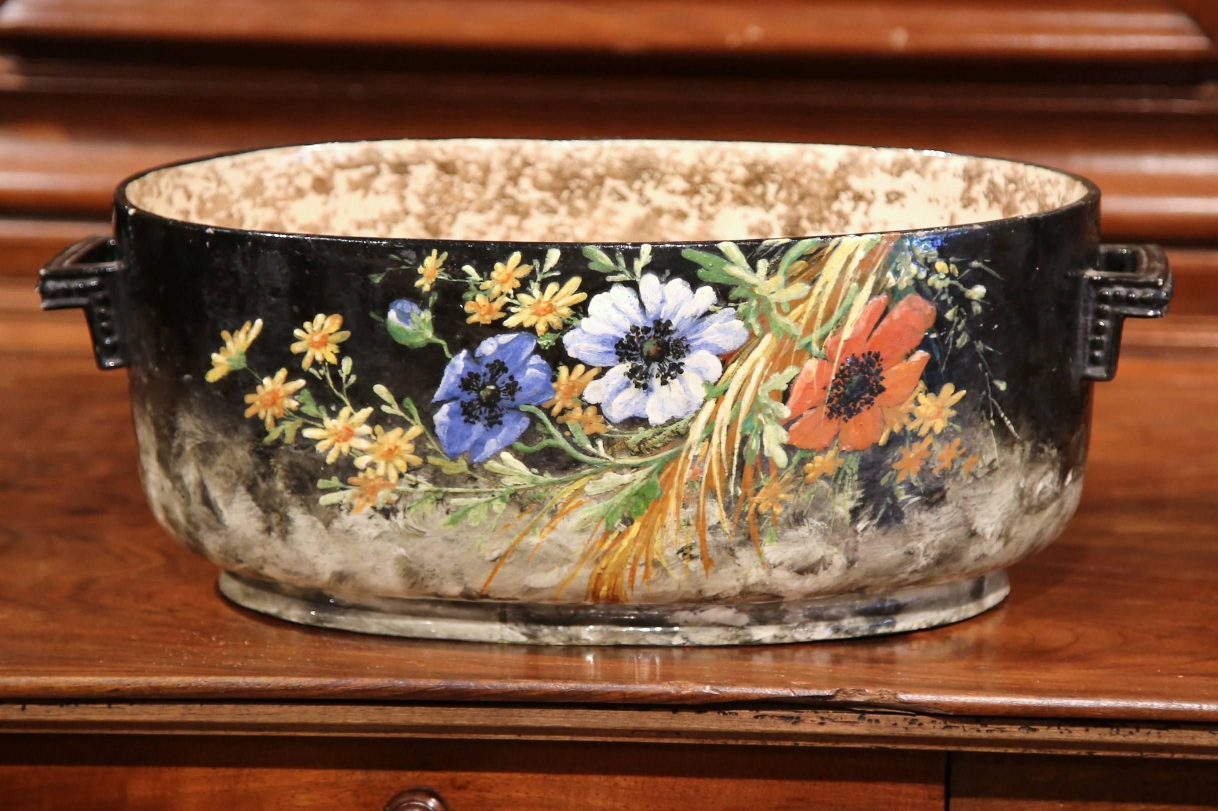 Early 20th Century, French, Hand-painted Jardinière from Montigny-sur-Loing 2