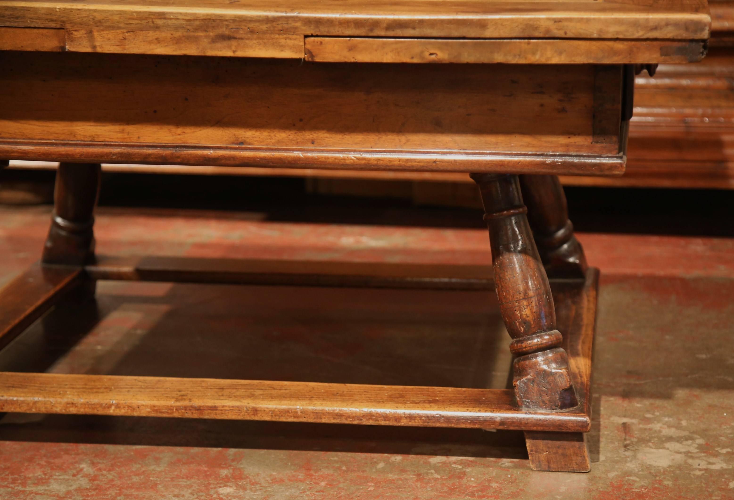 18th Century, French Walnut Coffee Table with Drawers and Pull-Out Leaves 2