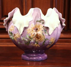 Grand pot à cache en Barbotine peint à la main au 19e siècle, signé J. Massier