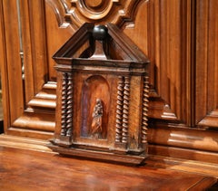 18th Century French Carved Walnut Wall Niche Panel with Mother and Child