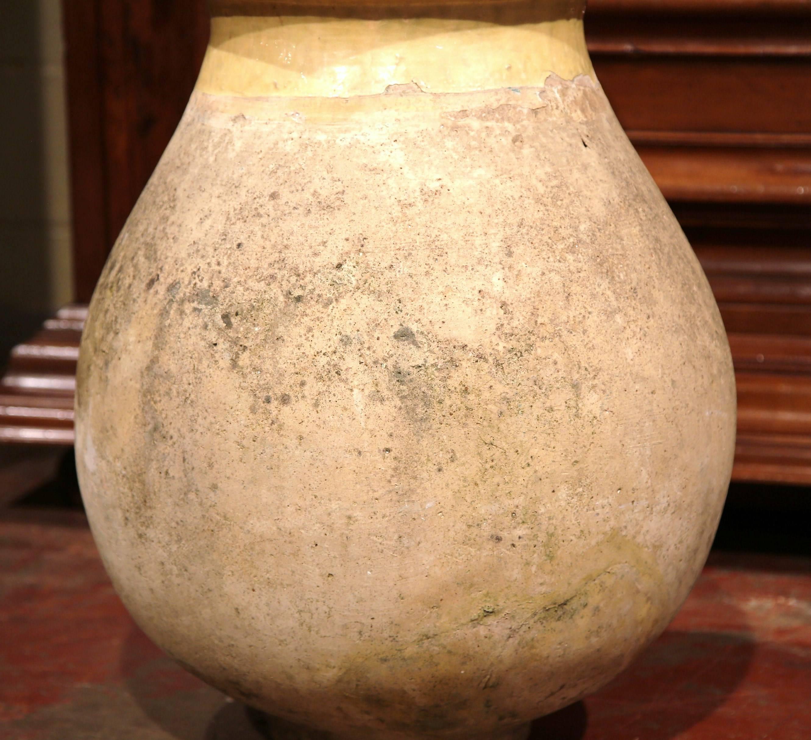 Patinated Large 19th Century French Terracotta Olive Jar from Provence