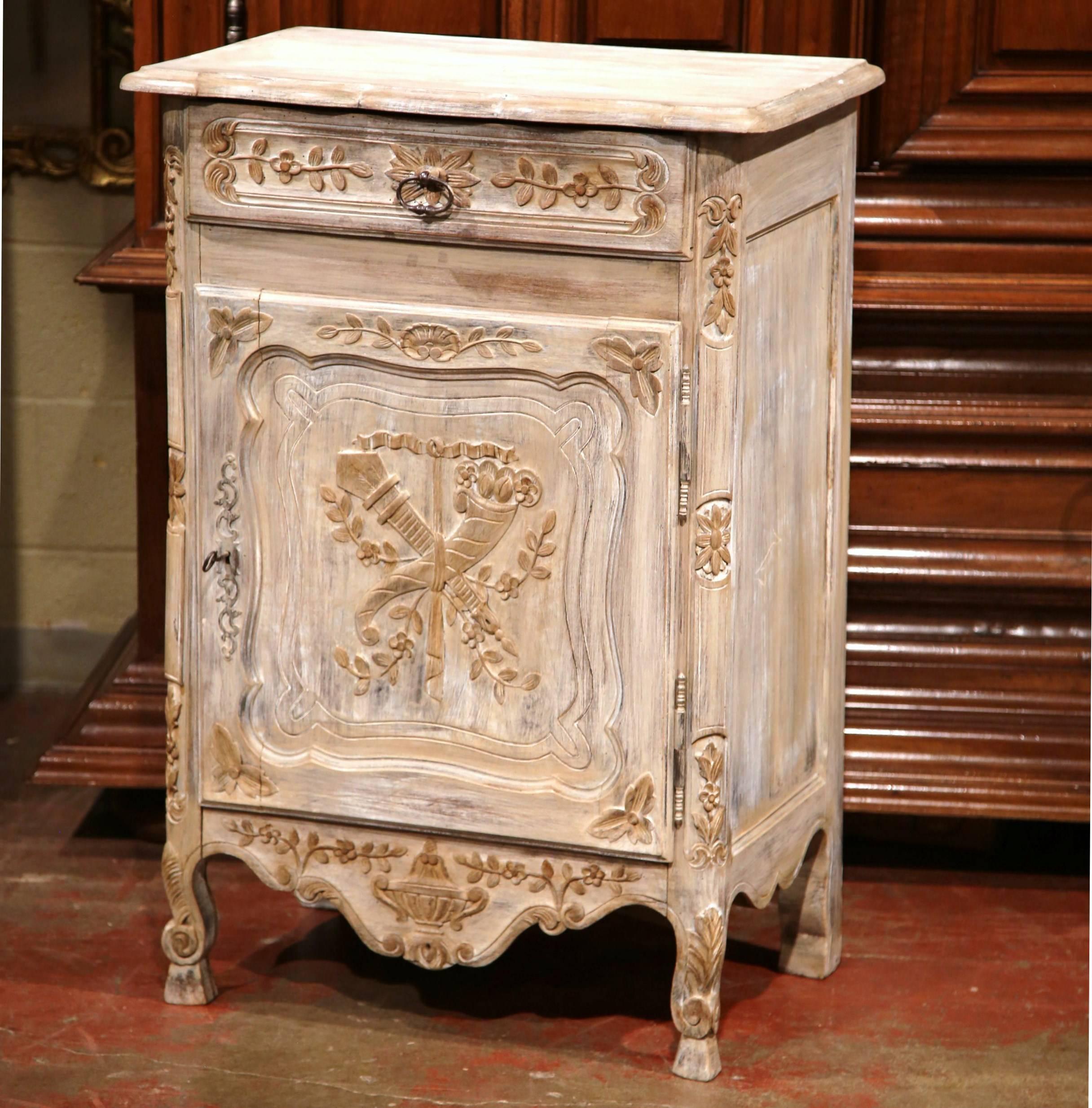 Early 20th Century French Louis XV Carved Oak Painted Confiturier from Normandy 1