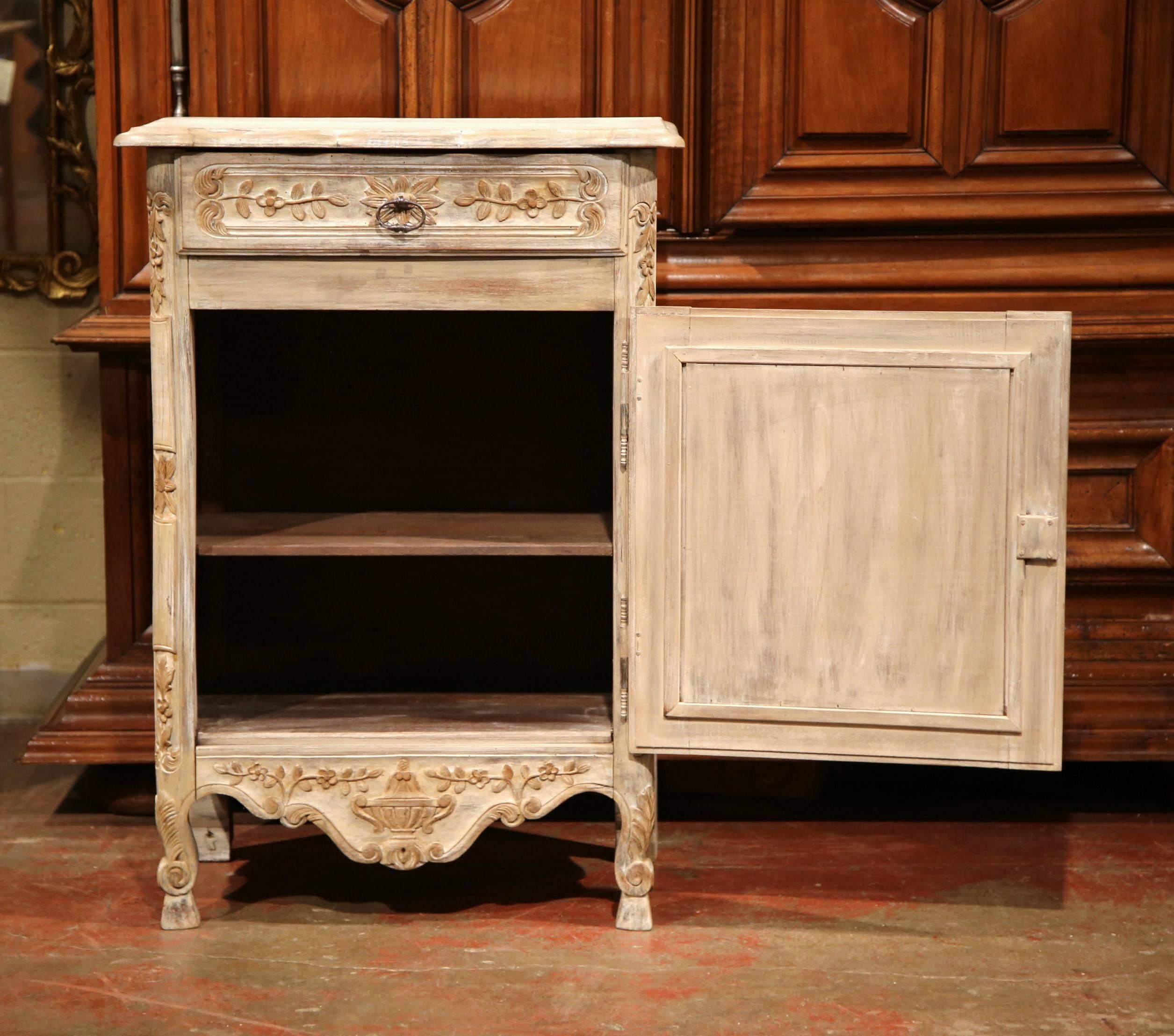 Early 20th Century French Louis XV Carved Oak Painted Confiturier from Normandy 2