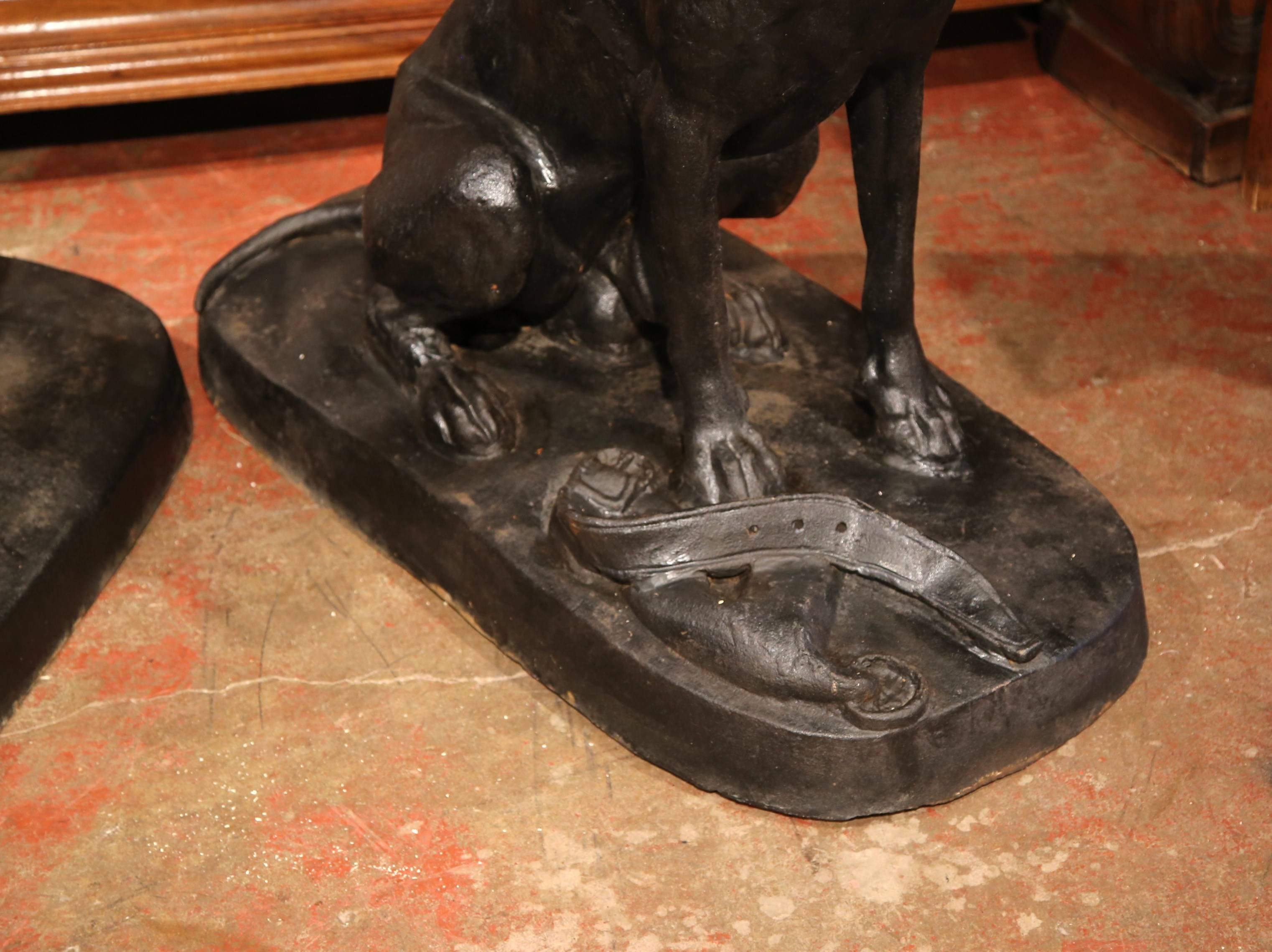 Pair of Lifesize French Black Iron Hunt Labradors Retrievers after A. Jacquemart 3