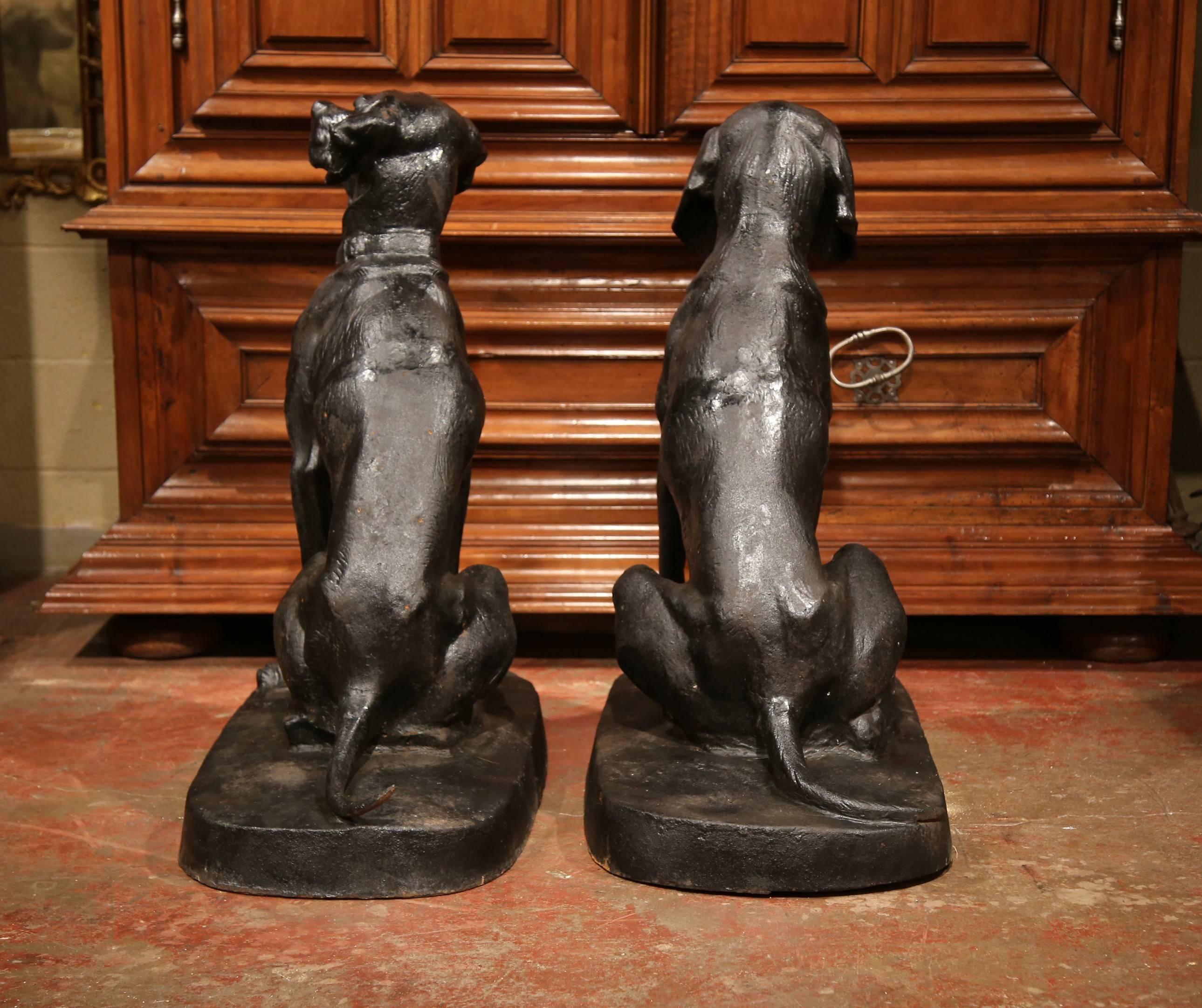 Pair of Lifesize French Black Iron Hunt Labradors Retrievers after A. Jacquemart 4
