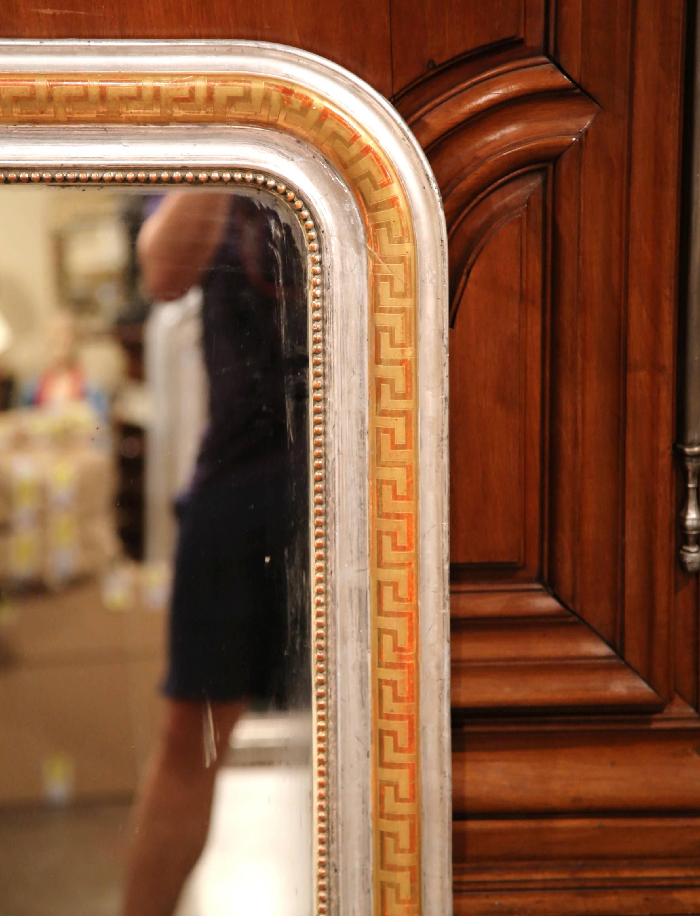 Mid-19th Century French Louis Philippe Red and Gilt Wall Mirror with Greek Motif In Excellent Condition In Dallas, TX