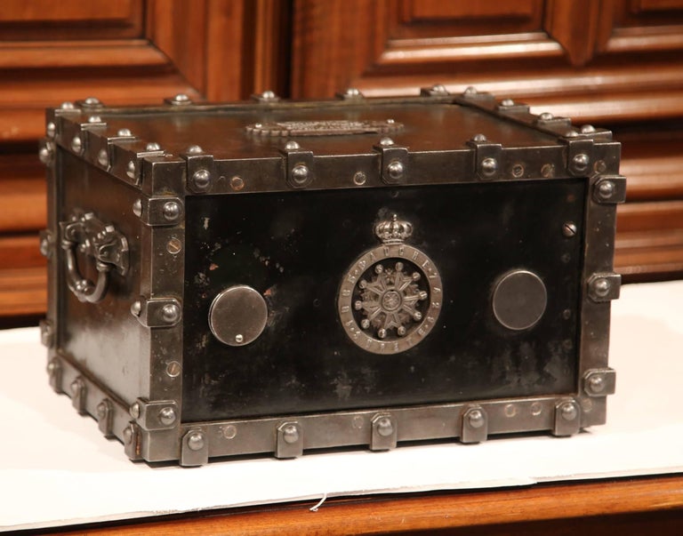 19th Century French Polished Cast Iron Safe with Key and Combination ...