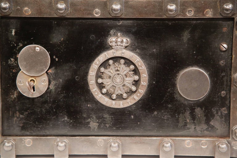 19th Century French Polished Cast Iron Safe with Key and Combination ...