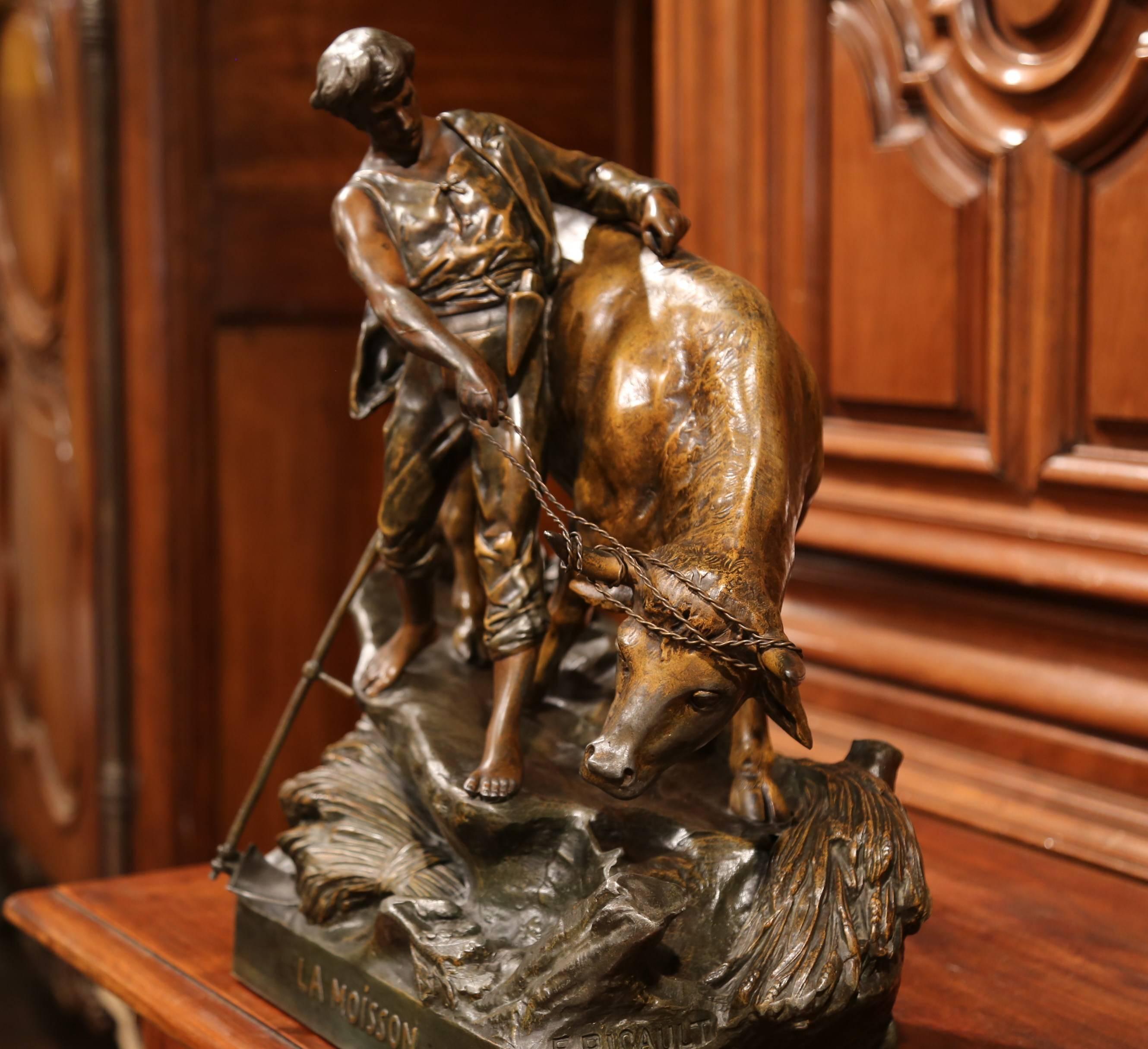 19th Century French Patinated Spelter Sculpture Composition Signed E. Picault 3
