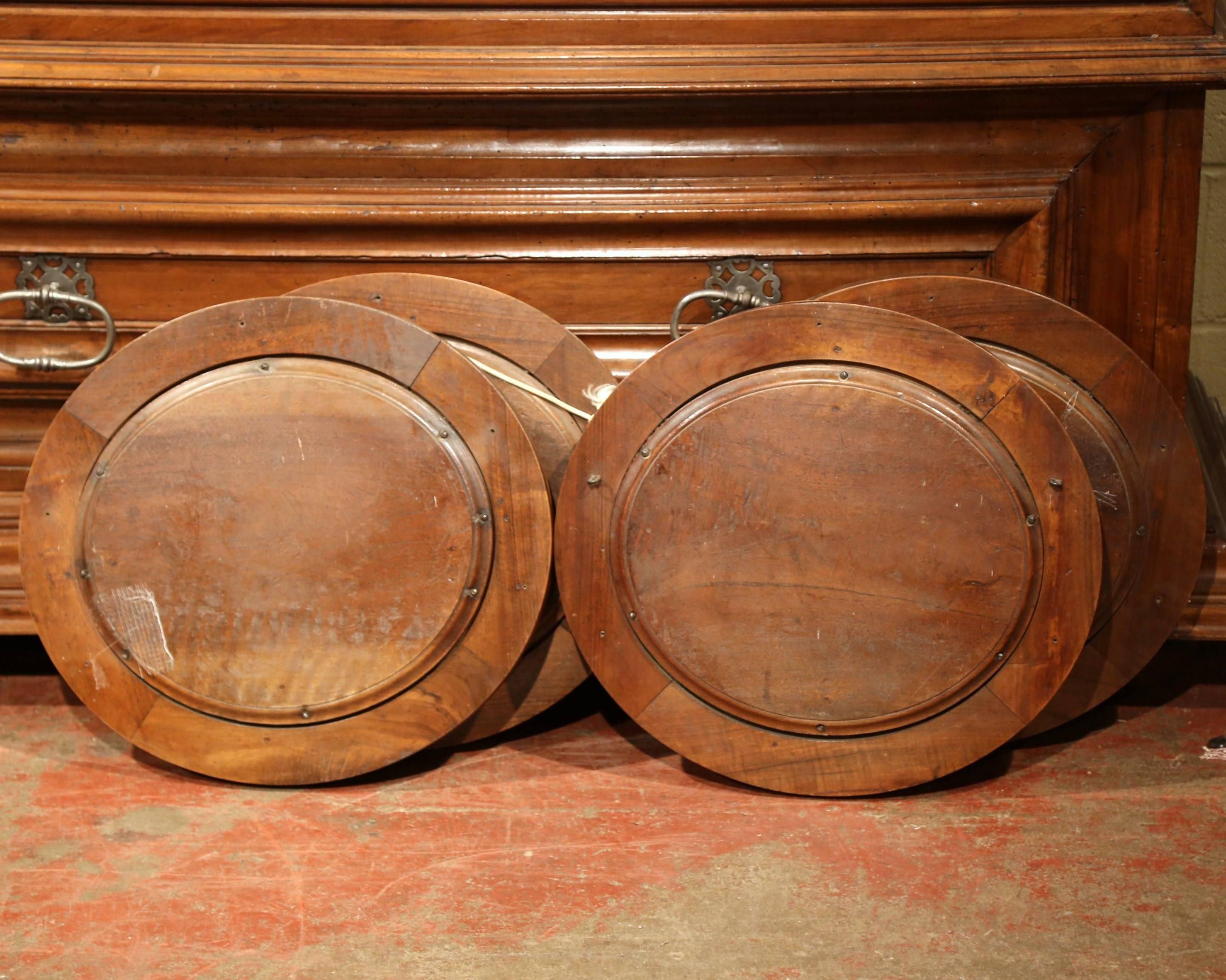 Four 19th Century French Hand-Carved Walnut Black Forest Oval Hunting Plaques 5