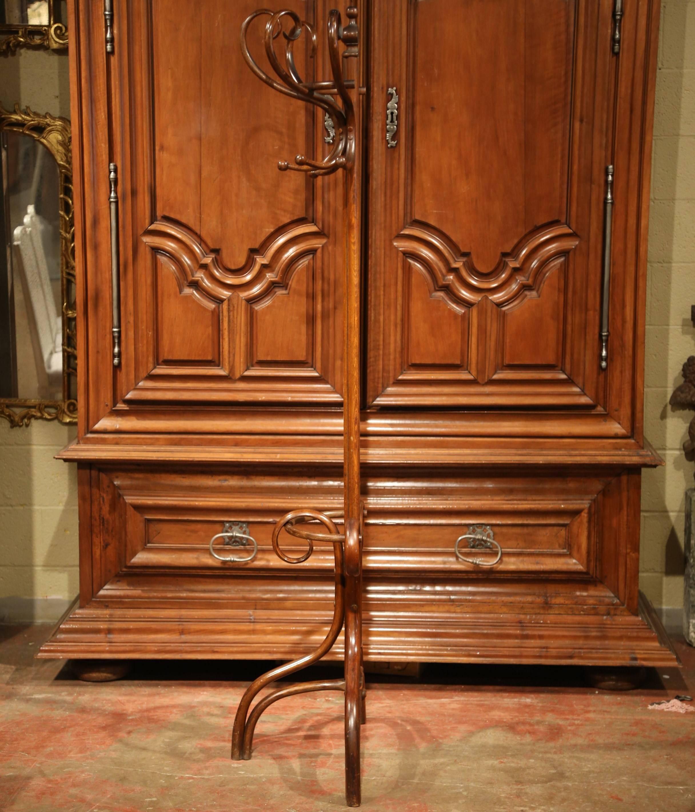 Art Deco Early 20th Century French Bentwood Hall Tree with Ten Hooks Thonet Style