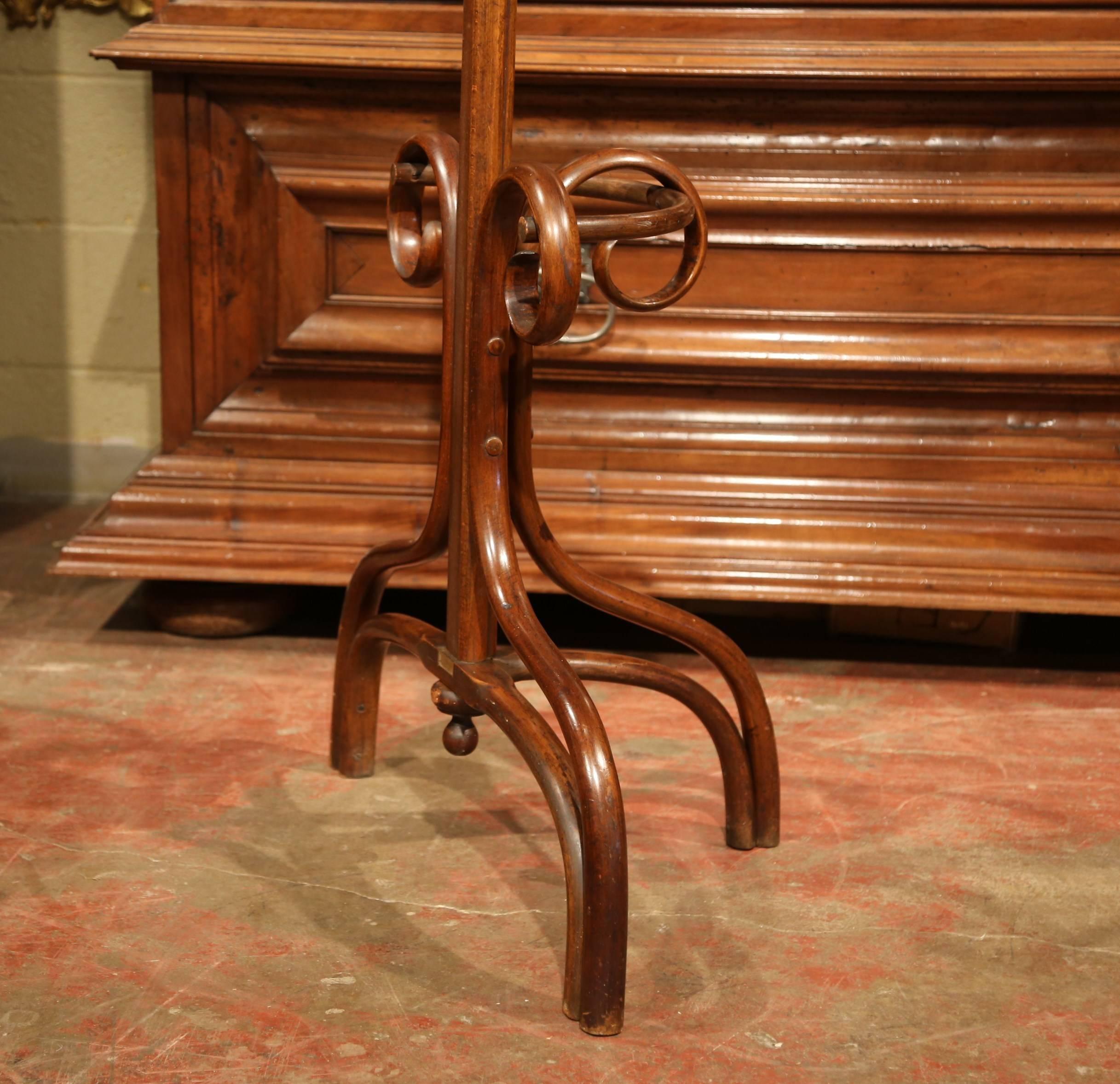 Early 20th Century French Bentwood Hall Tree with Ten Hooks Thonet Style 2