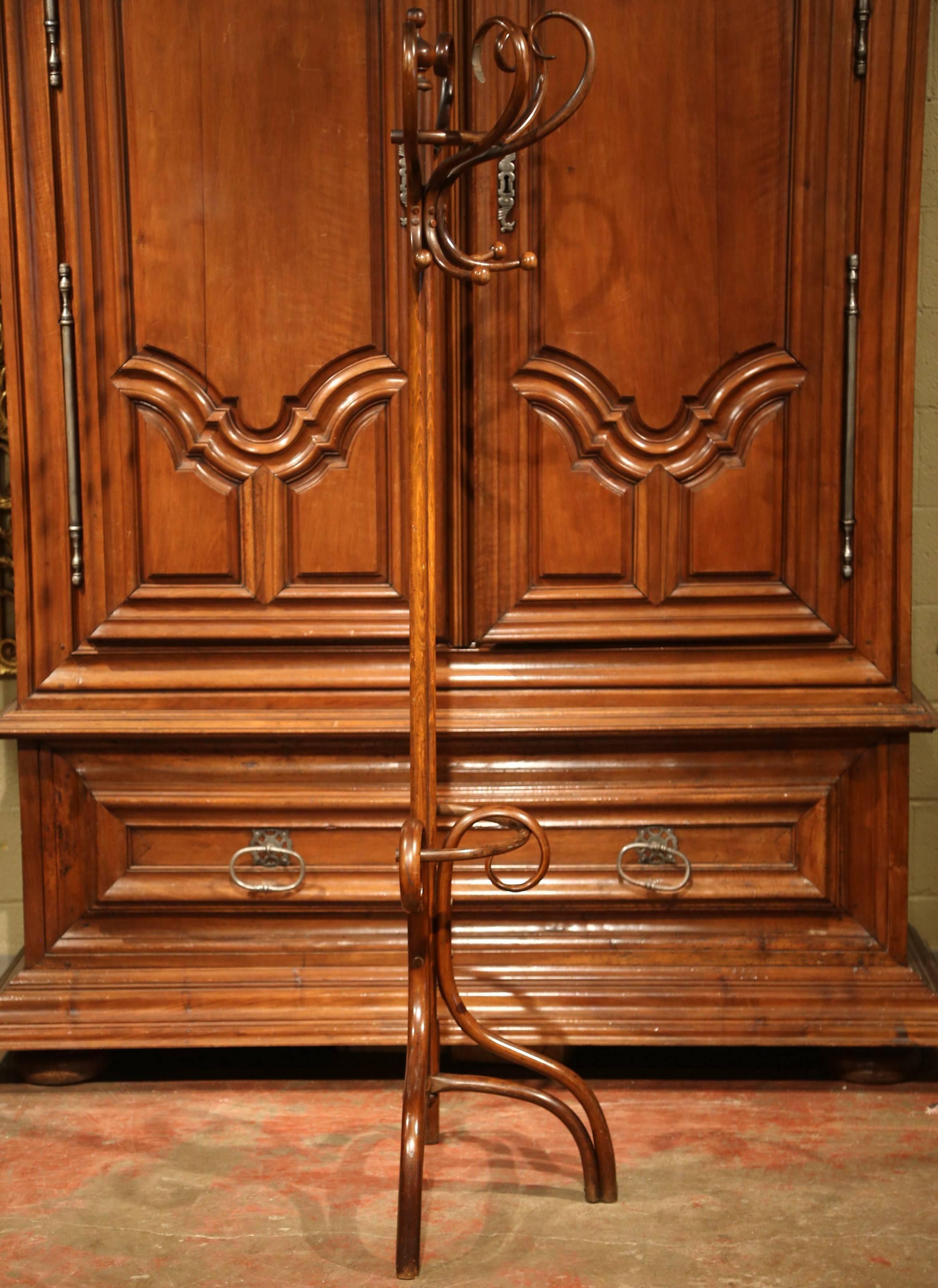 Early 20th Century French Bentwood Hall Tree with Ten Hooks Thonet Style 1