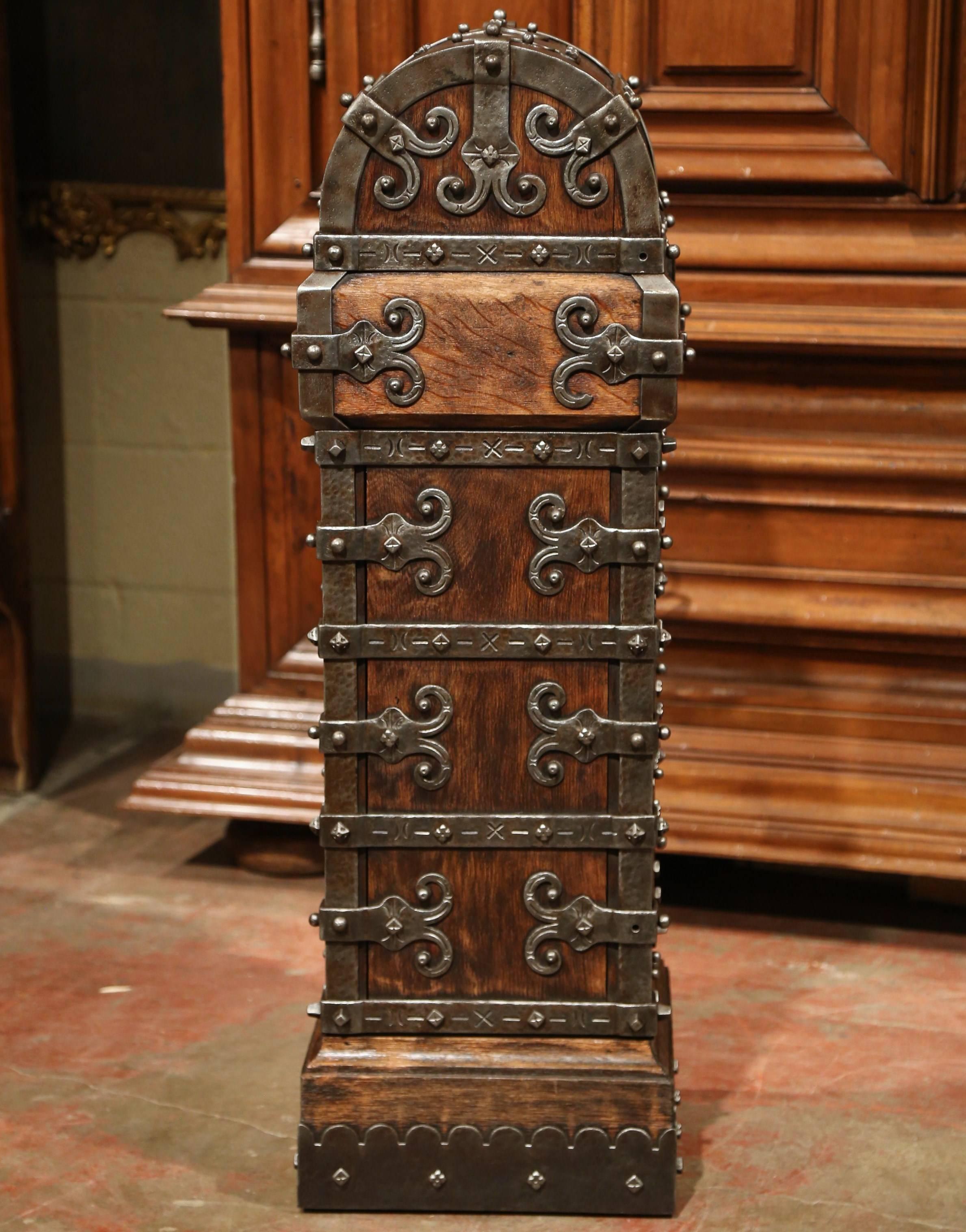 18th Century Spanish Wood and Iron Church Trunk Safe with Triple Lock and Keys  4