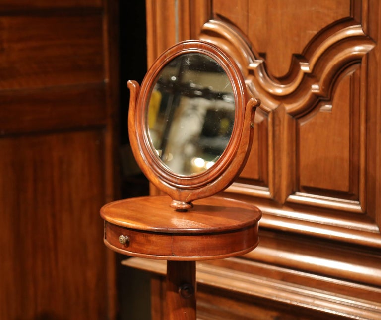 19th Century French Napoleon III Carved Walnut Beard Shaving Table For