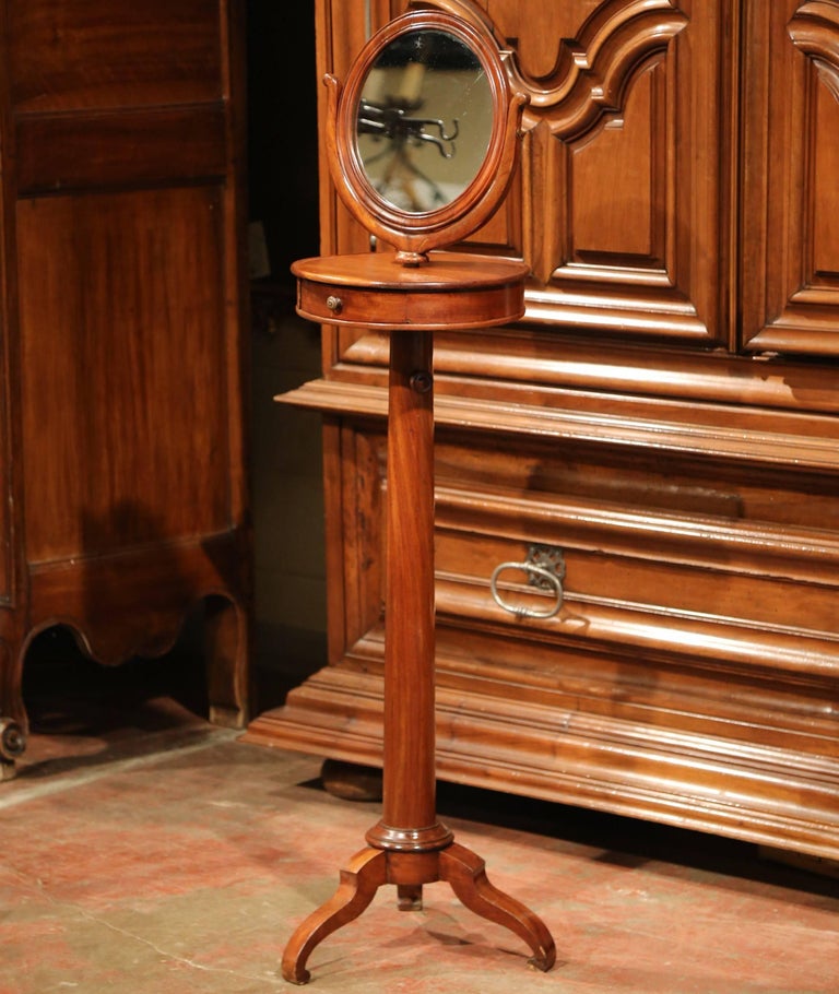 19th Century French Napoleon III Carved Walnut Beard Shaving Table For