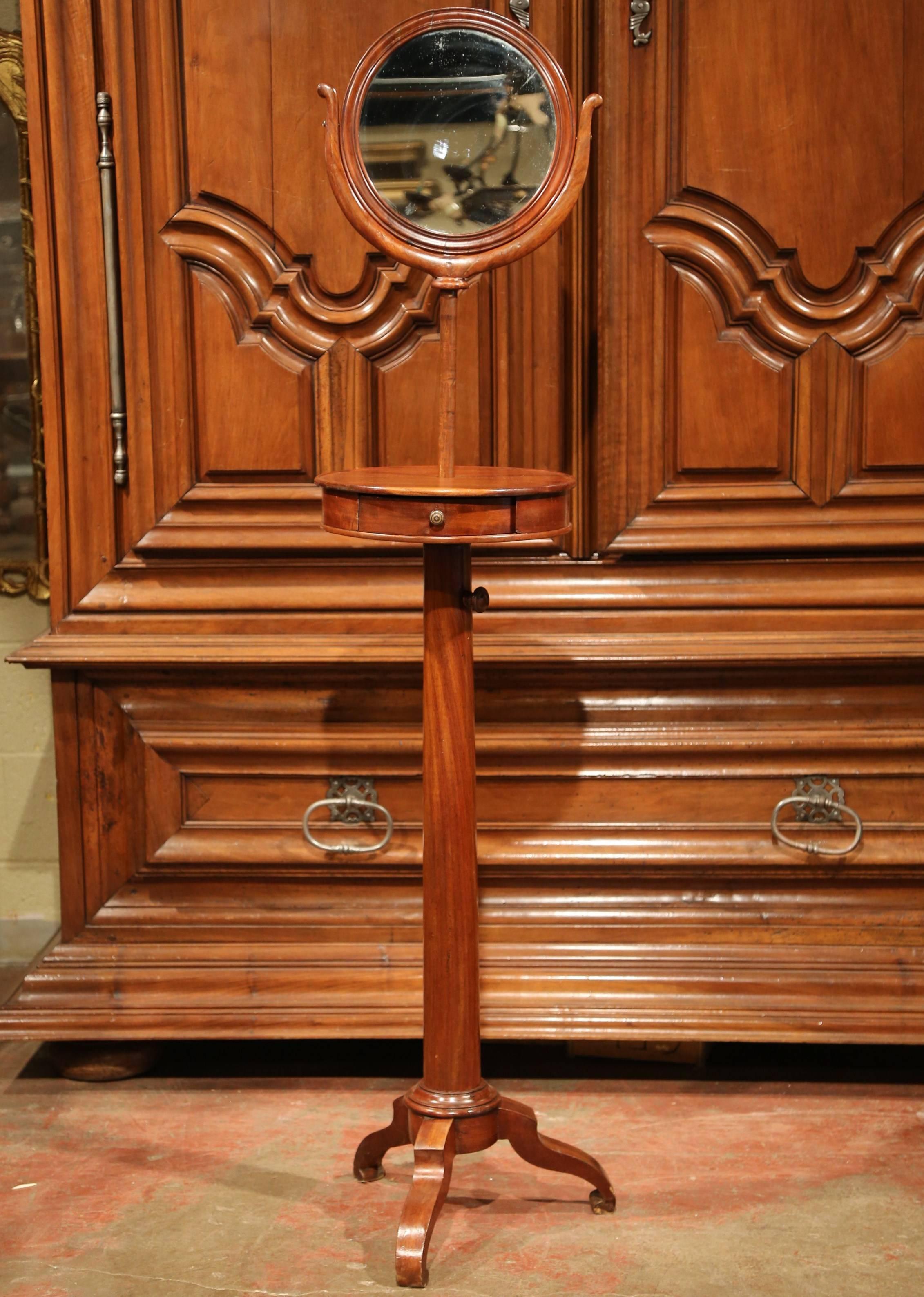 Hand-Carved 19th Century French Napoleon III Carved Walnut Beard Shaving Table