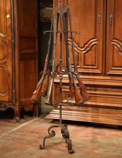 Mid-19th Century French Forged Iron Six-Gun Display Rack on Pedestal Base