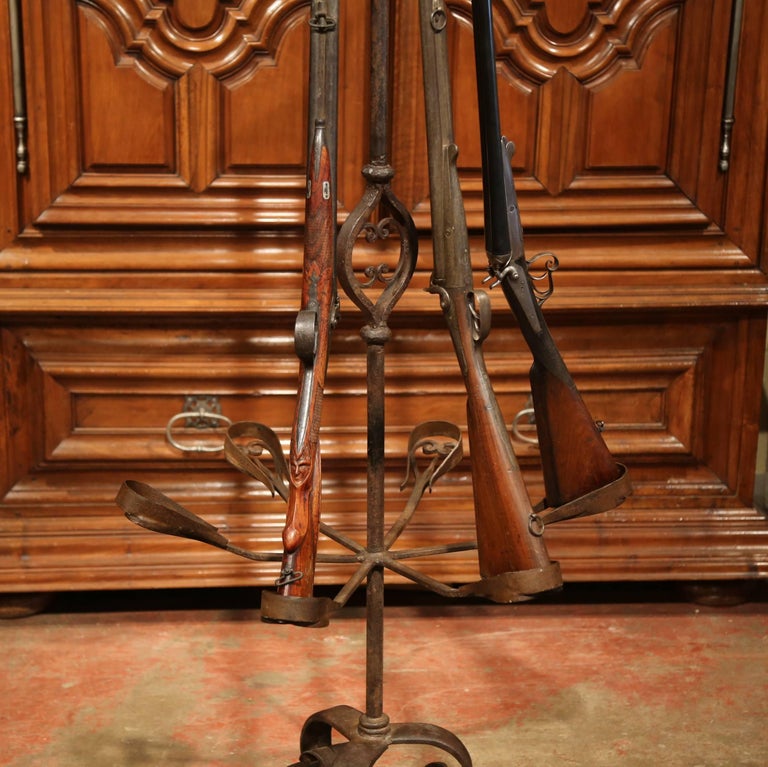 Mid19th Century French Iron SixGun Display Rack on Pedestal
