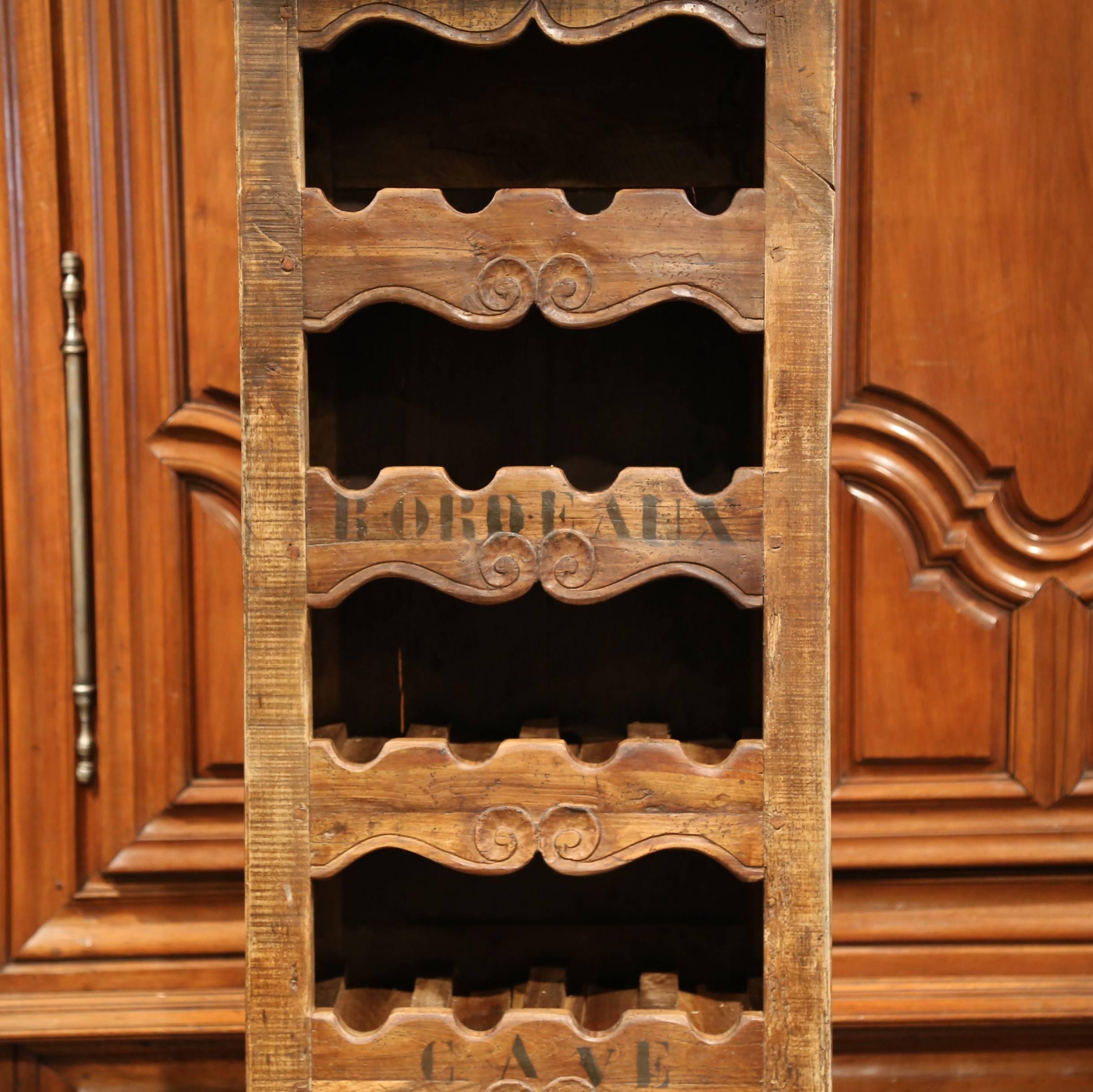 French Louis XV Carved Pine 28 Wine Bottles Holder Cabinet from Bordeaux 3