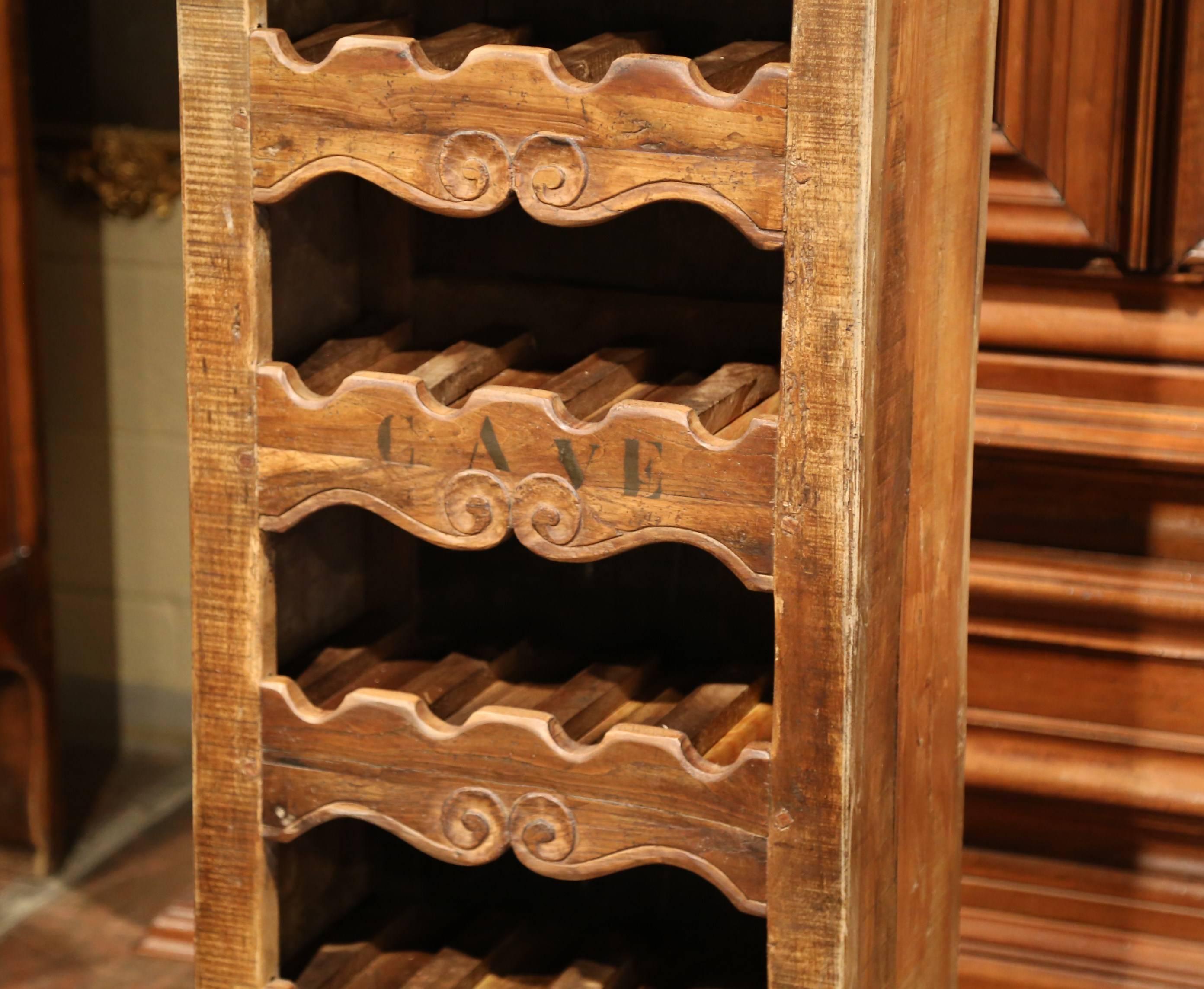 French Louis XV Carved Pine 28 Wine Bottles Holder Cabinet from Bordeaux 1