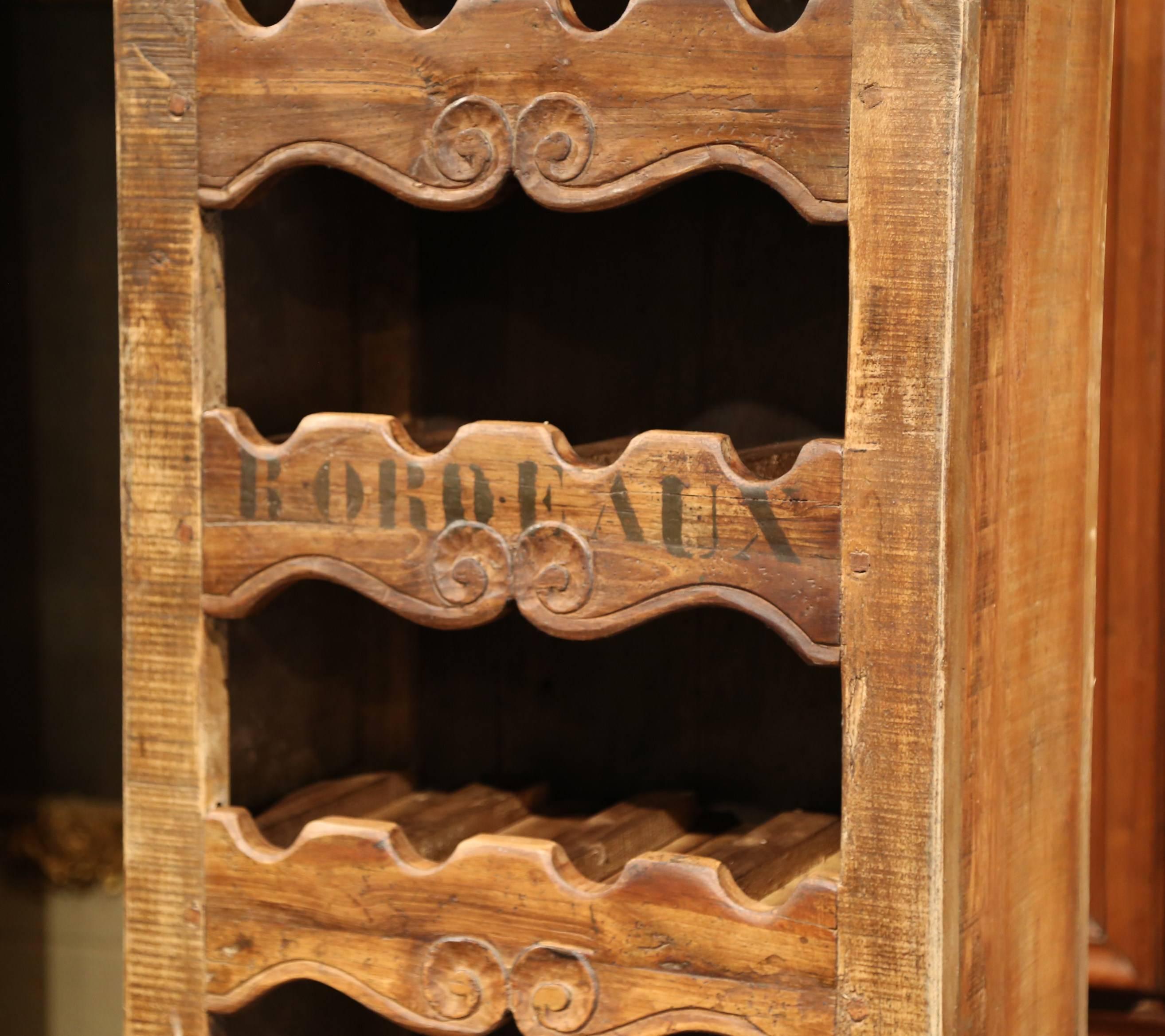 Contemporary French Louis XV Carved Pine 28 Wine Bottles Holder Cabinet from Bordeaux
