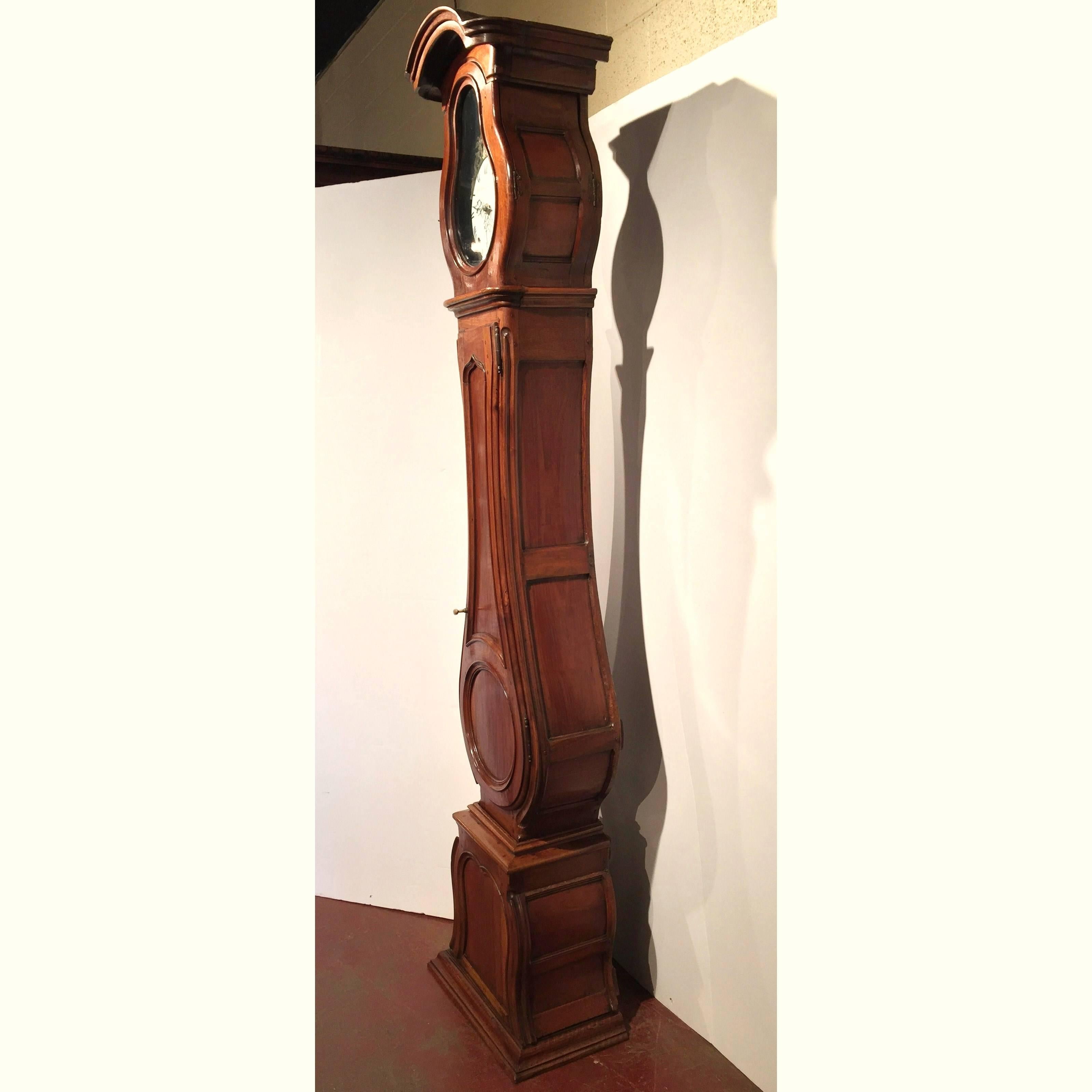 18th Century French Louis XV Carved Walnut Tall Case Clock from Lyon 3