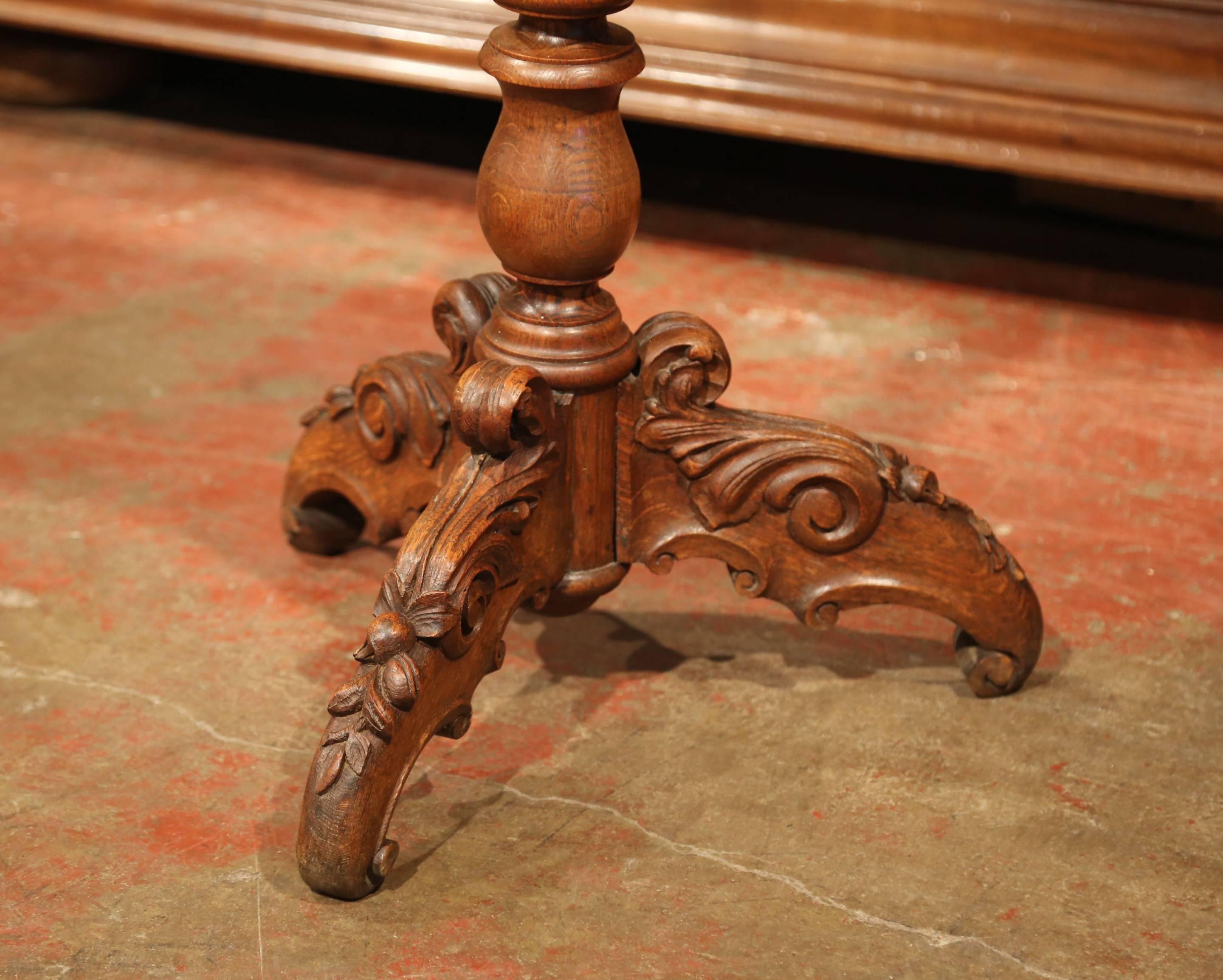 Hand-Carved 19th Century French Carved Walnut Black Forest Pedestal Jardinière with Liner