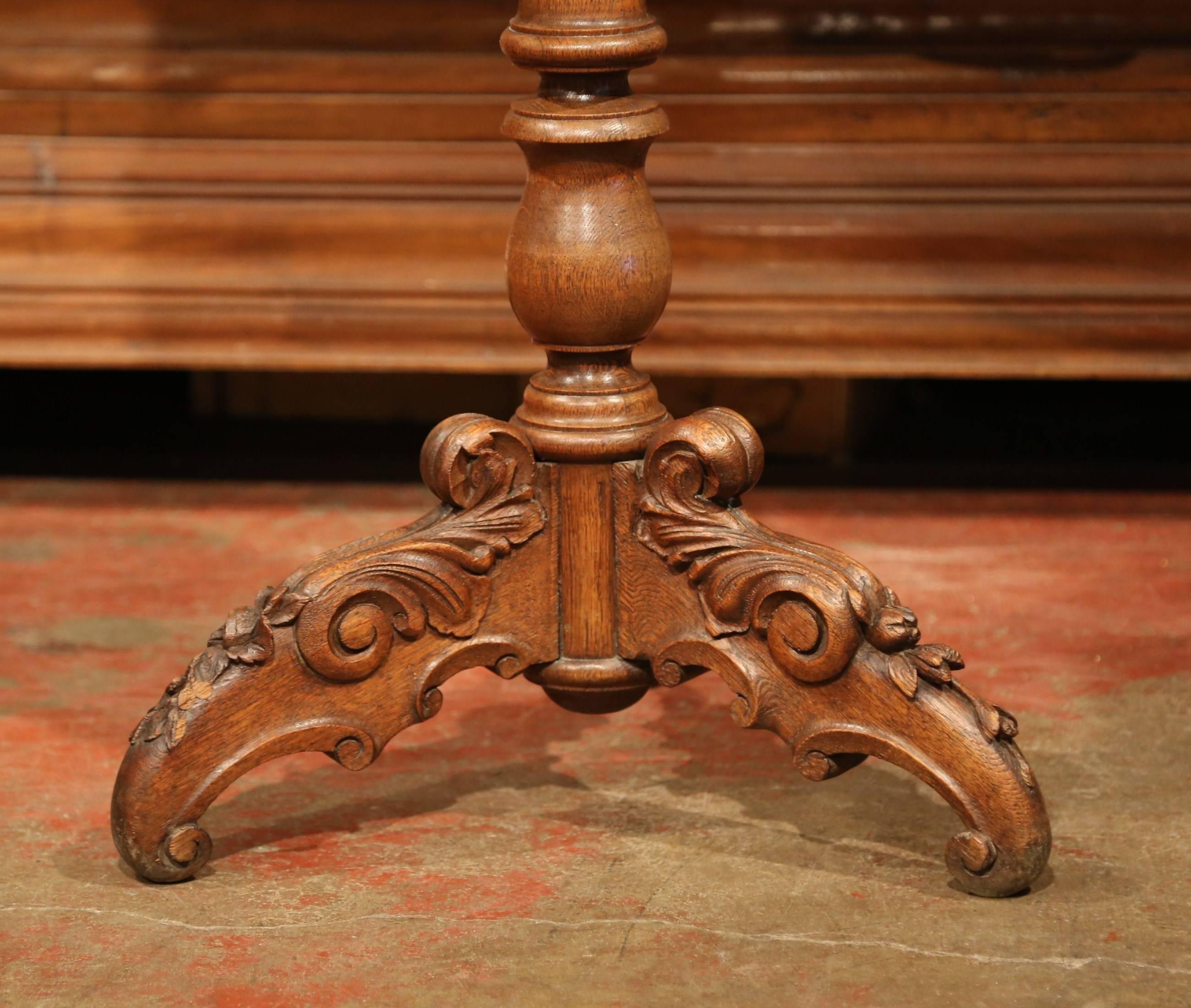 19th Century French Carved Walnut Black Forest Pedestal Jardinière with Liner 3