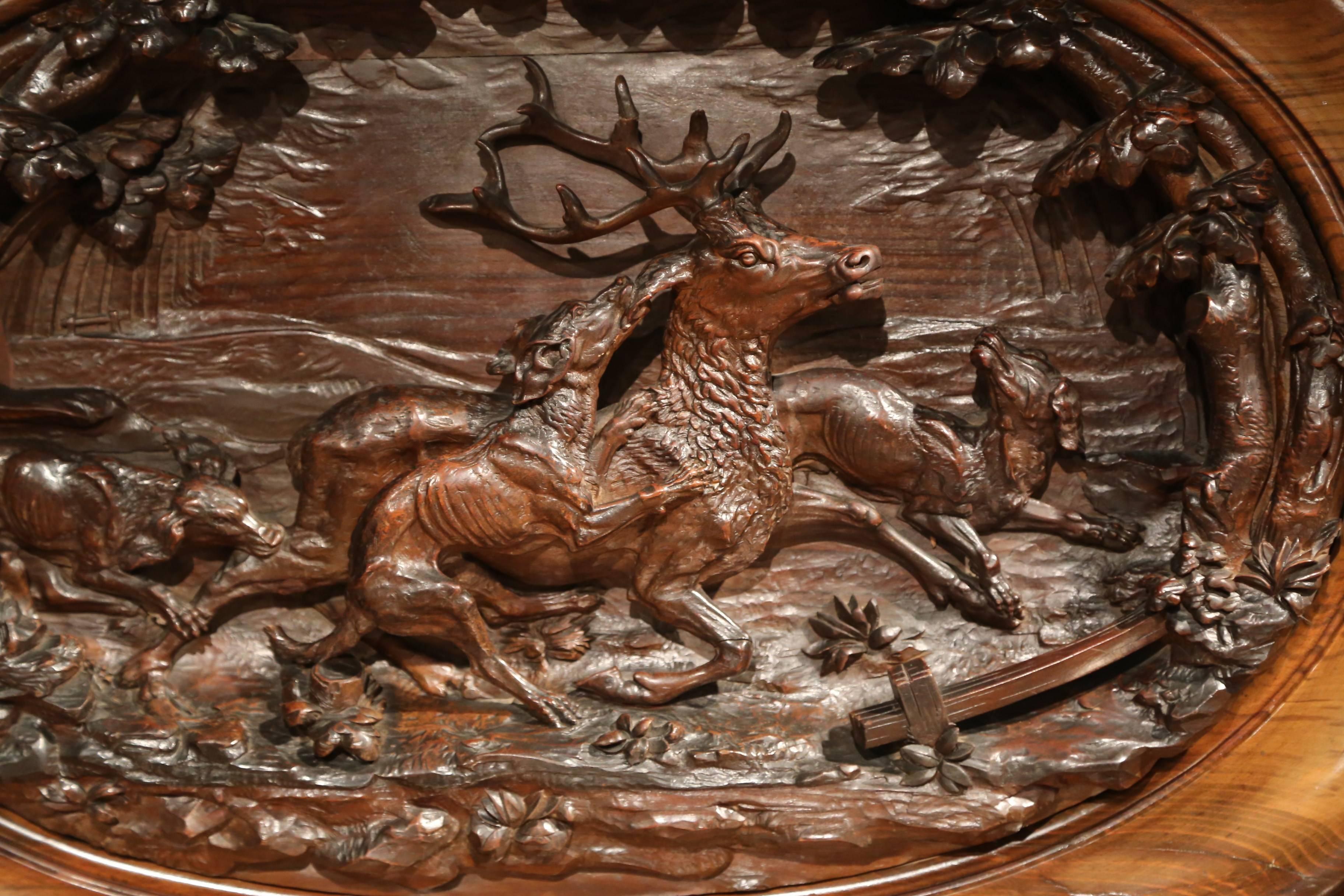 19th Century French Carved Rosewood Hunt Buffet with Deer and Bird Motifs 4