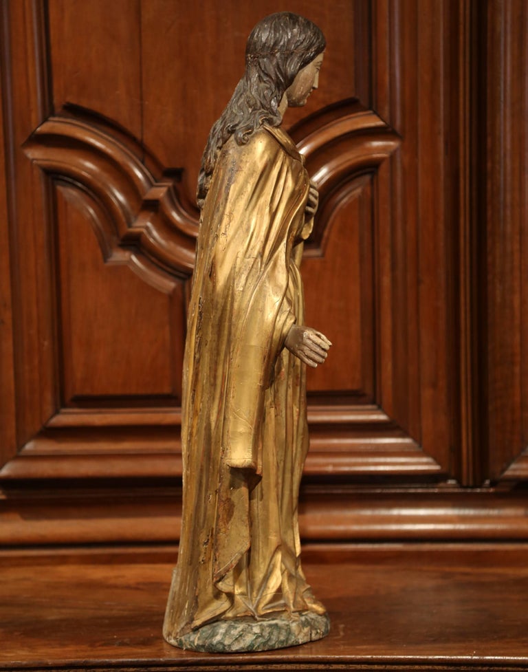 18th Century French Carved Giltwood and Polychrome Virgin Mary Statue ...