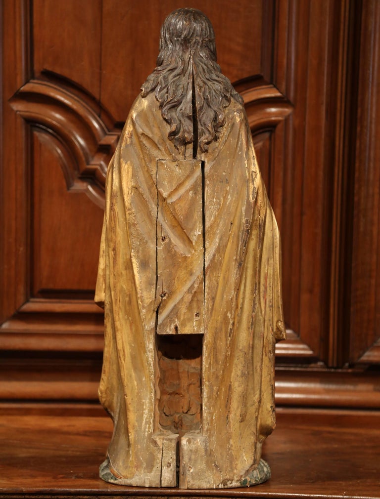 18th Century French Carved Giltwood and Polychrome Virgin Mary Statue ...