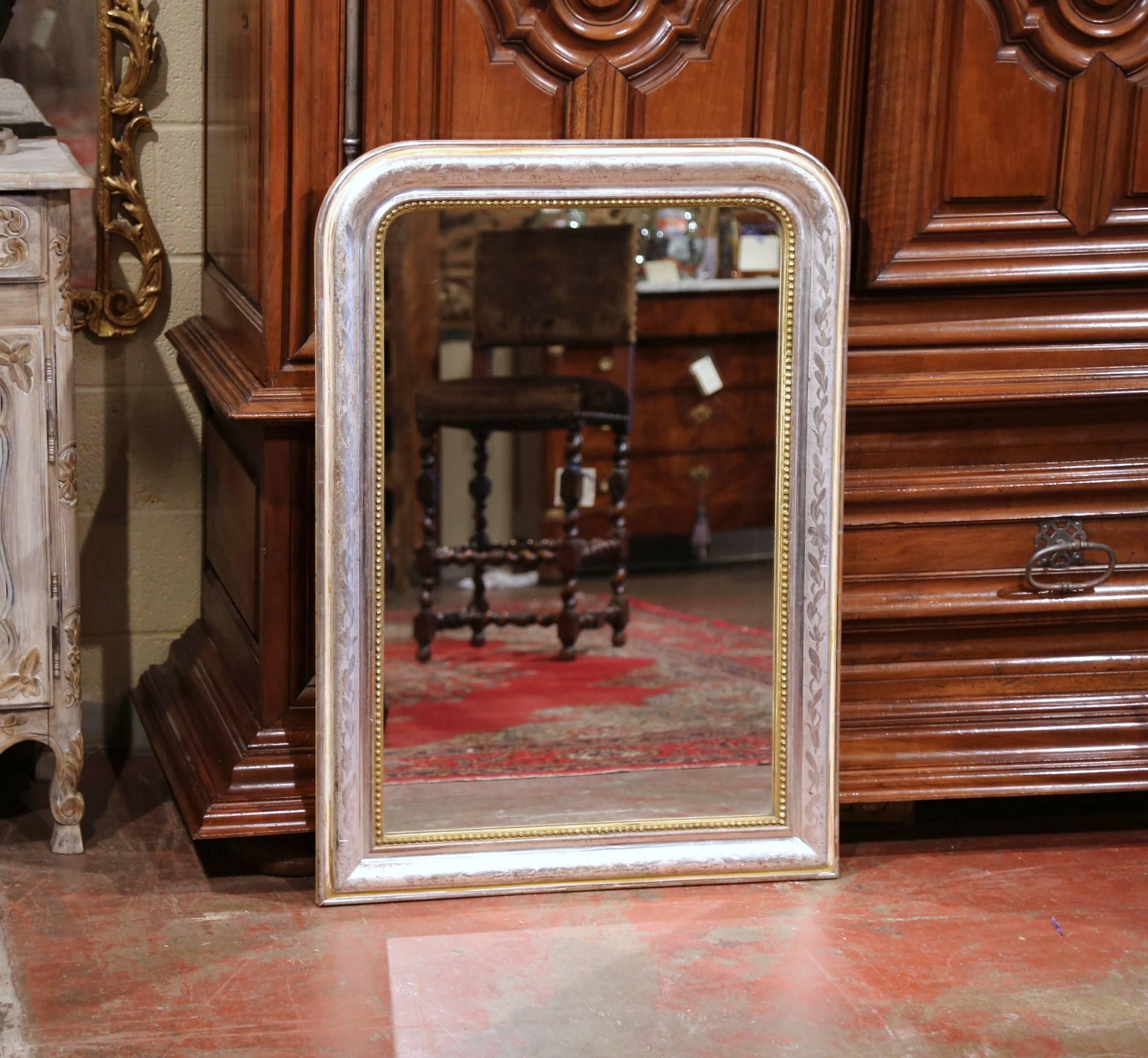 Mercury Glass 19th Century French Louis Philippe Two-Tone Silver Leaf and Gold Leaf Mirror