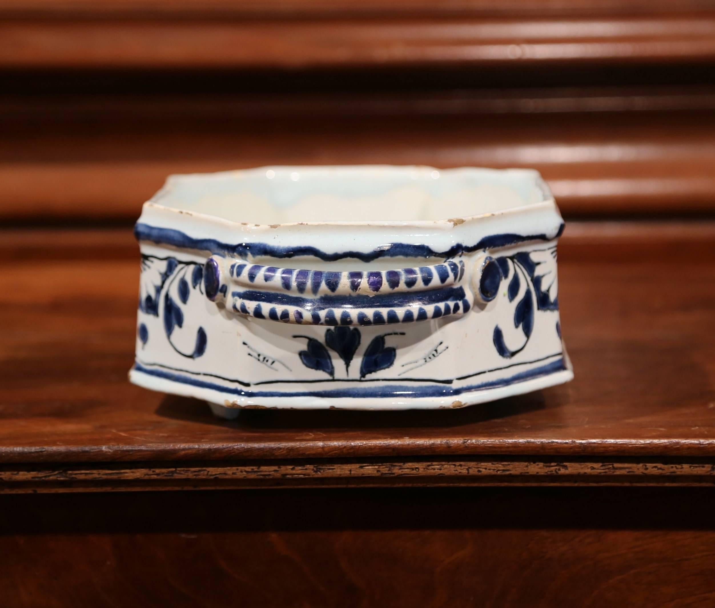 18th Century French Hand-Painted Ceramic Jardiniere from Normandy 2