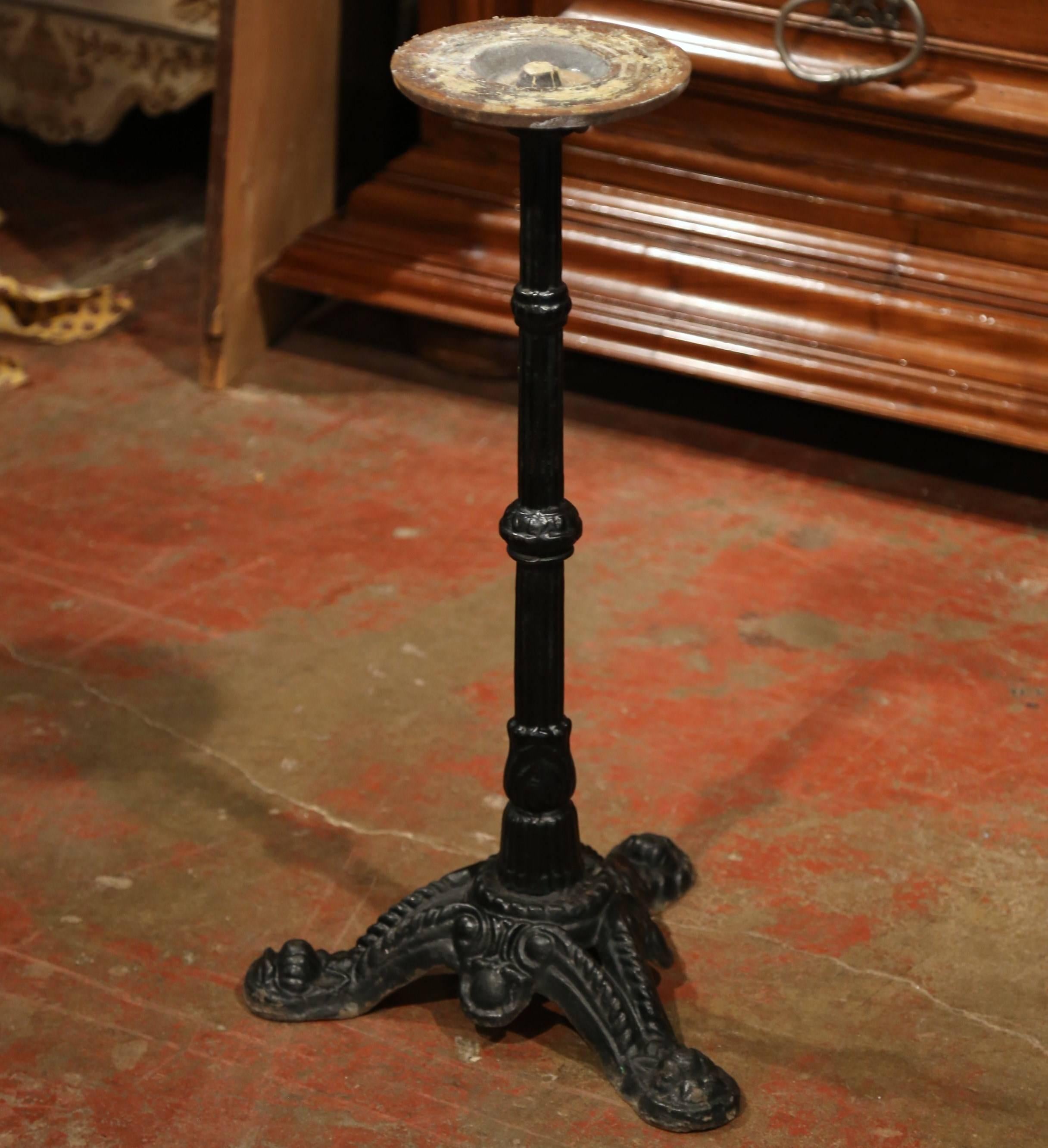 19th Century Parisian Iron and Marble Bistrot Table with Original Paint Finish 2