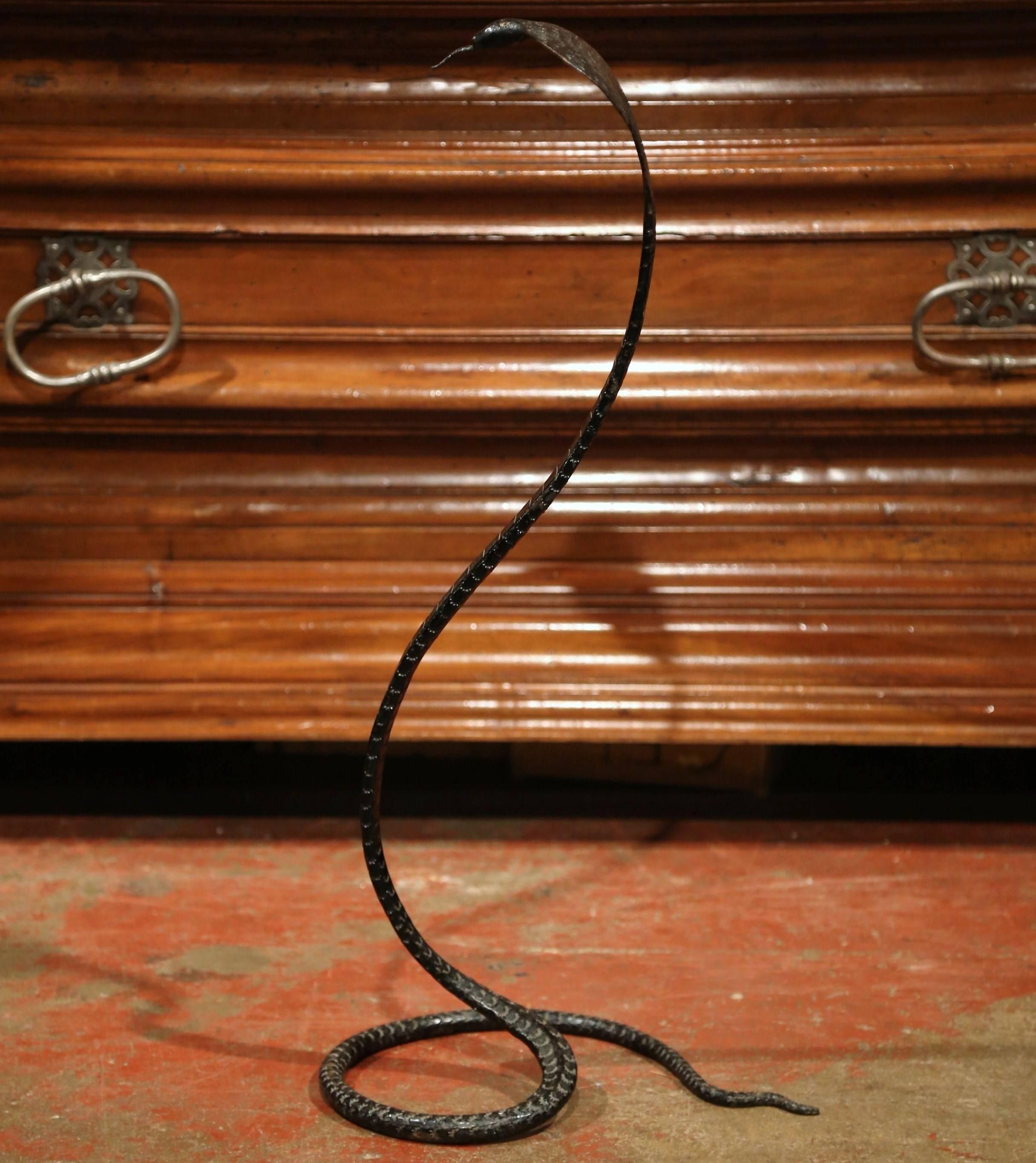 Mid-20th Century French Forged Iron Rattle Snake Sculpture 4
