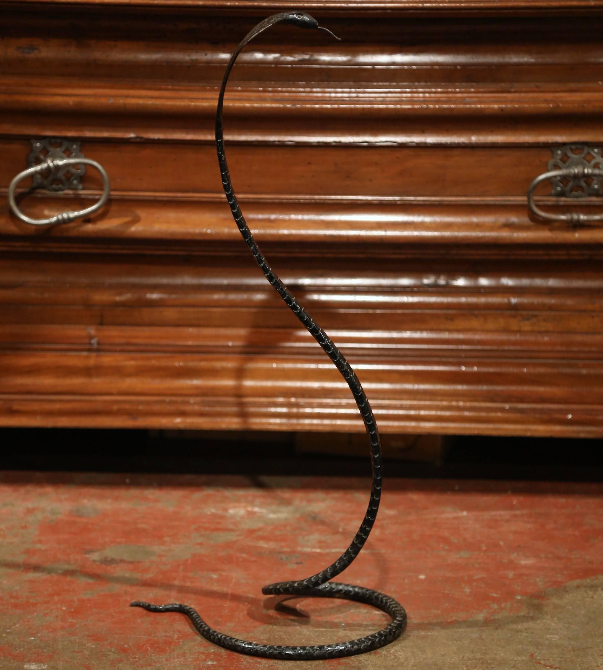 Mid-20th Century French Forged Iron Rattle Snake Sculpture 3