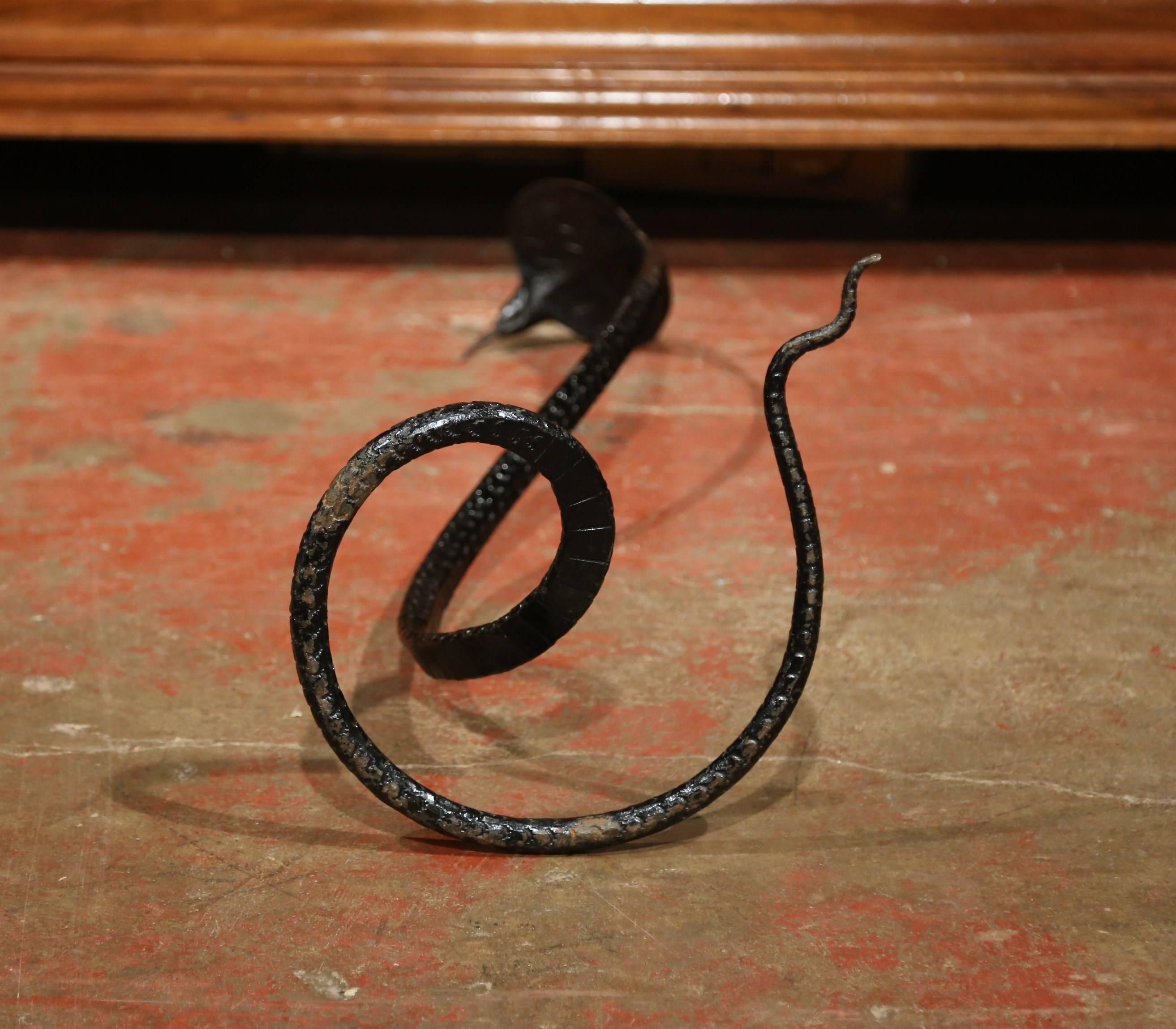 Mid-20th Century French Forged Iron Rattle Snake Sculpture 6
