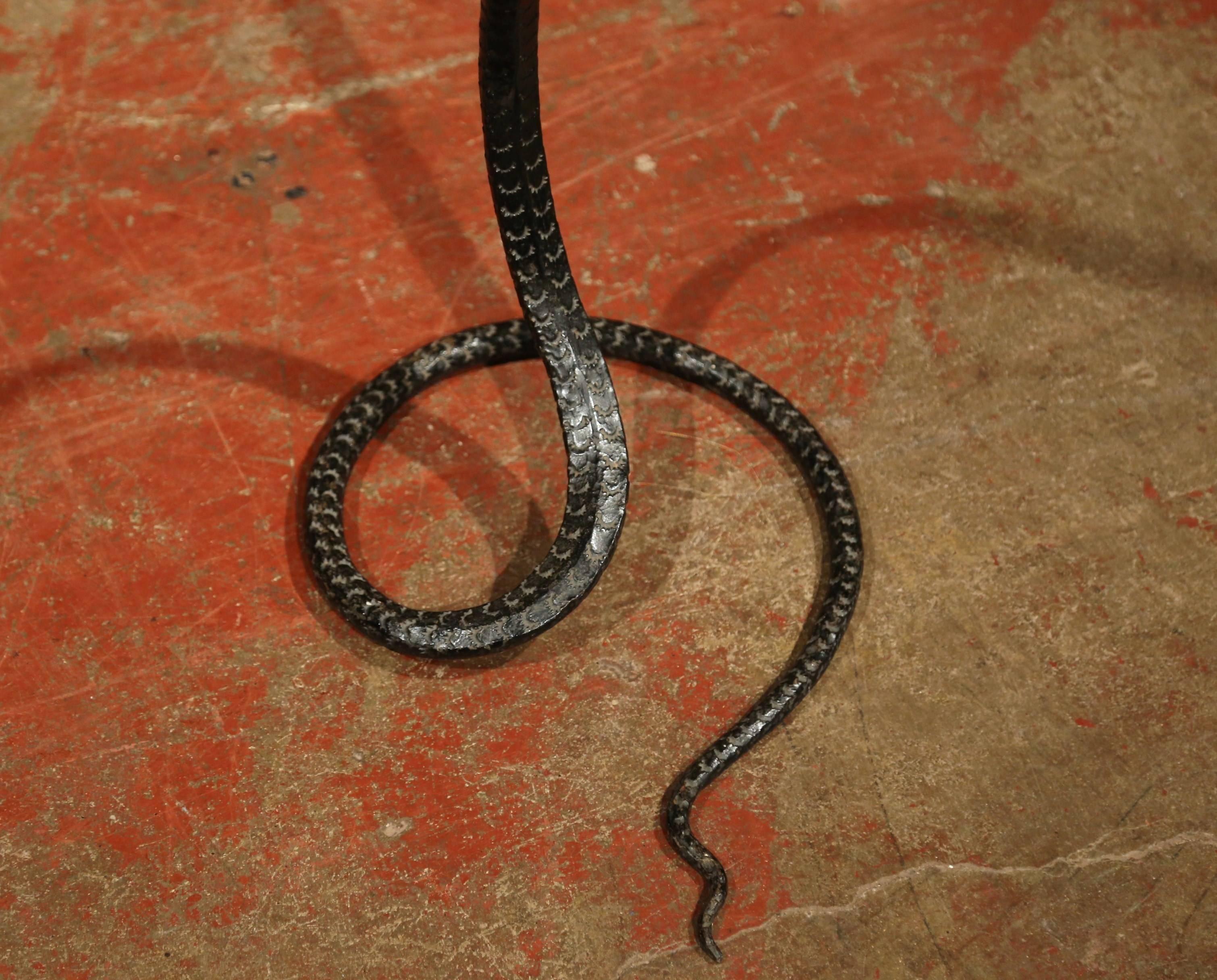 Mid-20th Century French Forged Iron Rattle Snake Sculpture 2